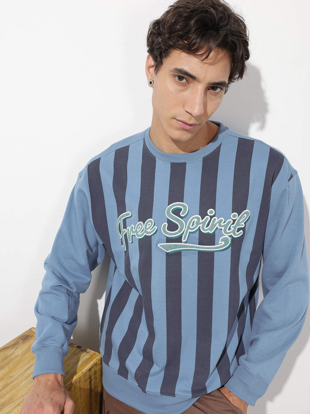 The Roadster Life Co. Knitted Striped Sweatshirt