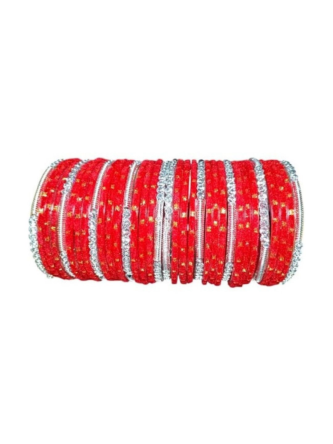 Adiba Fashion Factory Red Glass Artificial Stones Bangles