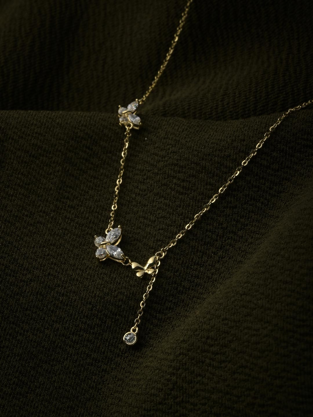 Impression jewellery 925 Sterling Silver Gold-Plated Cubic Zirconia Studded Necklace