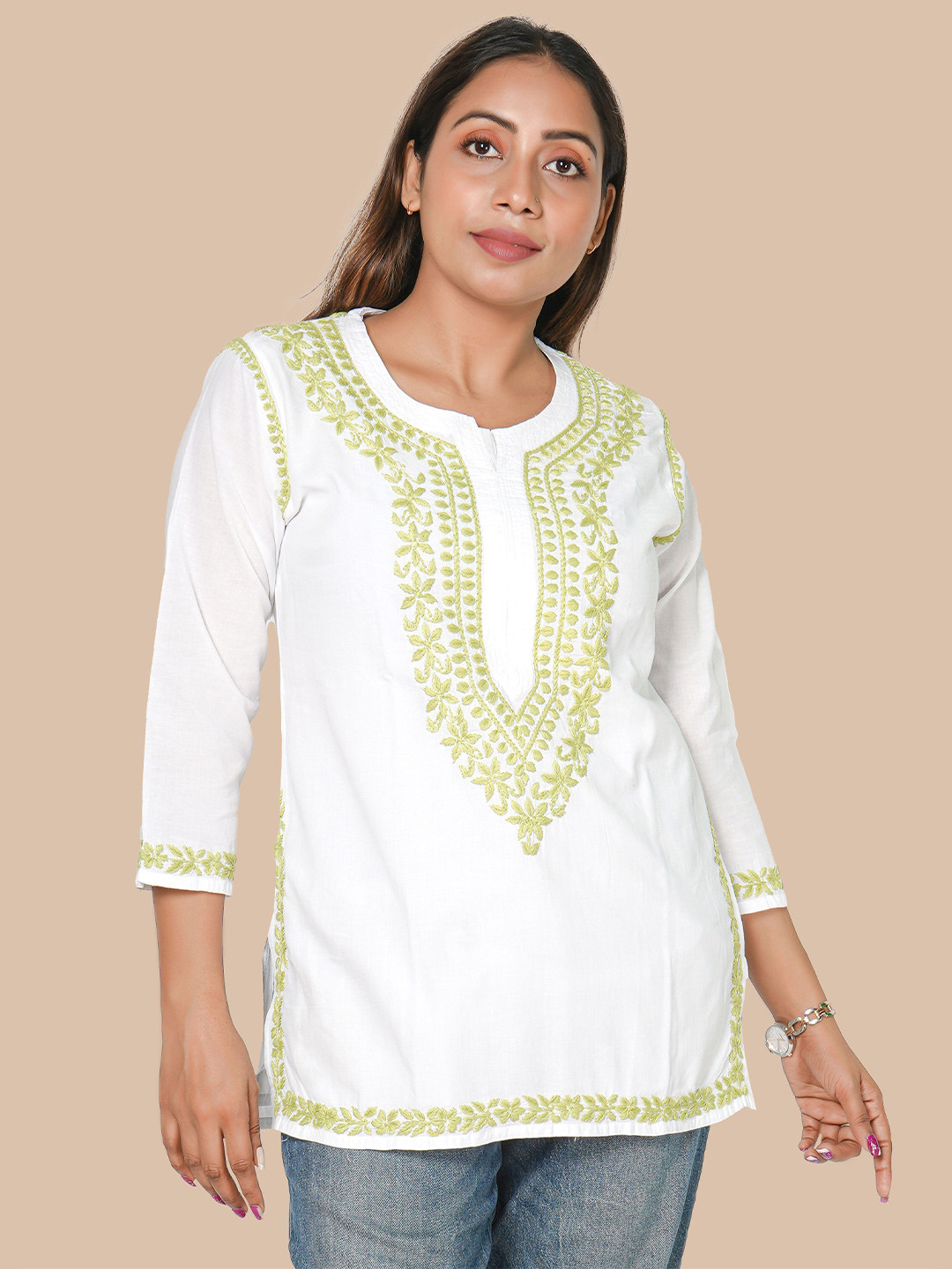 RANGAA NAWAAB Women Embroidered Chikankari White Romance Kurta