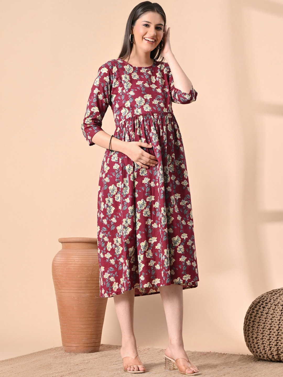 SILAKIVA Floral Print Empire Dress