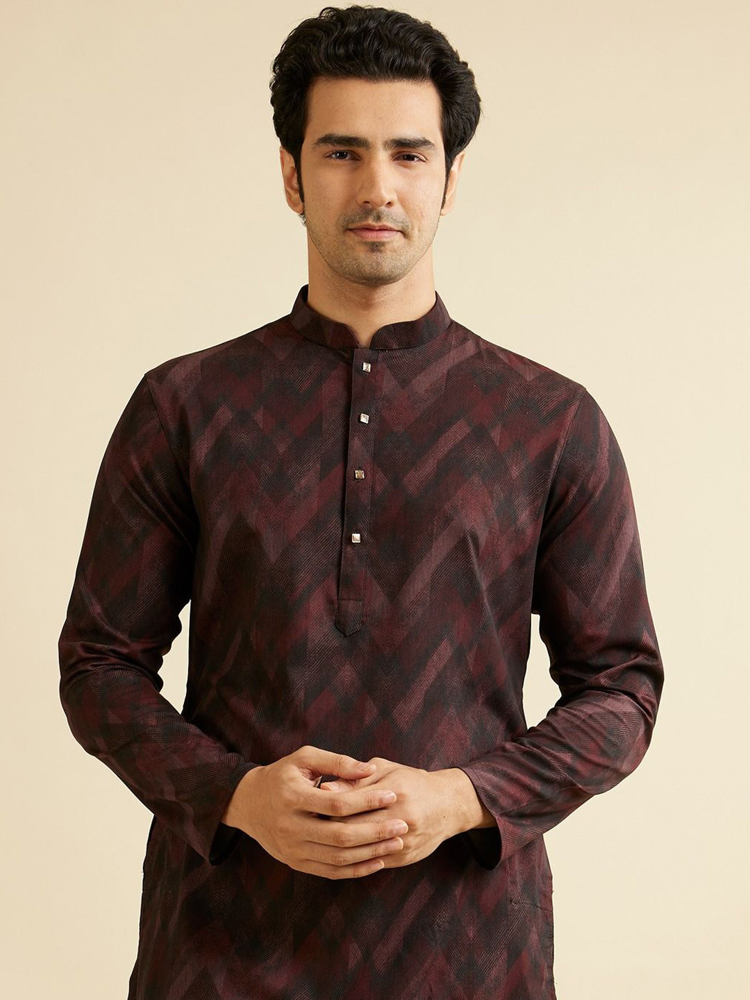 Manyavar Chevron Prints Long Kurta