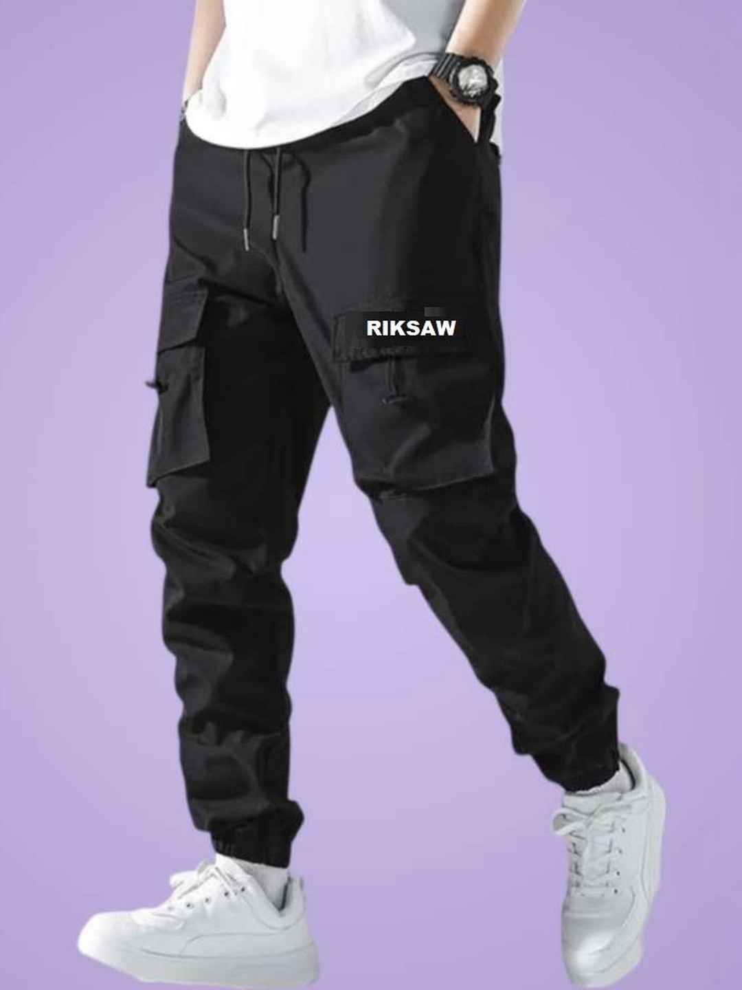 Riksaw Men Relaxed-Fit Mid-Rise Cargos Trousers