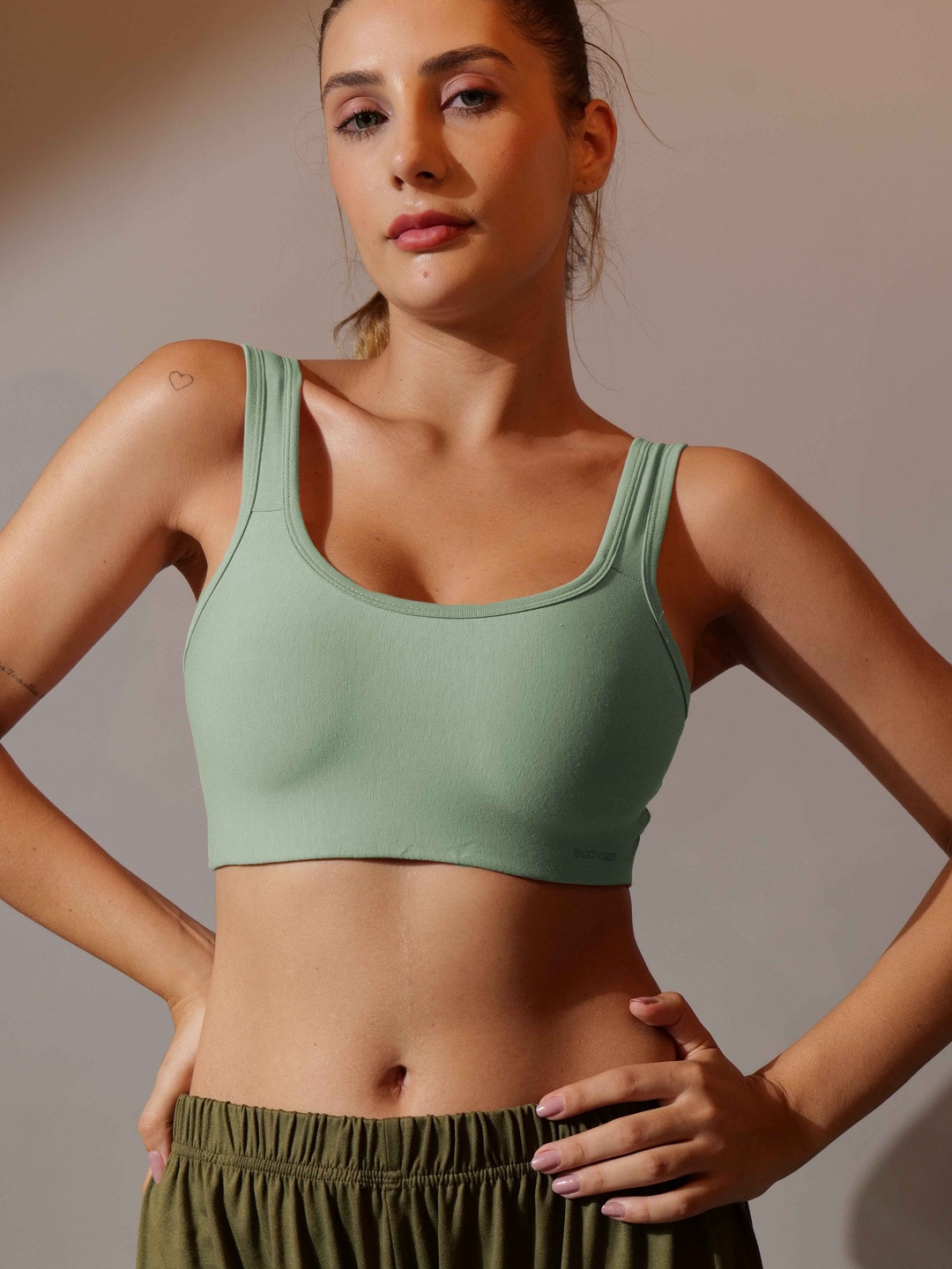 BODYSIZE Women Everyday Non-Padded Full Coverage Wire-Free Cotton Slip-On Sports Bra