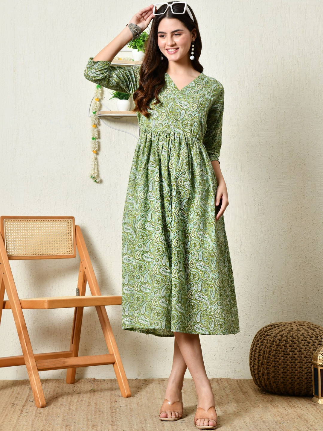SILAKIVA Print Fit & Flare Midi Dress