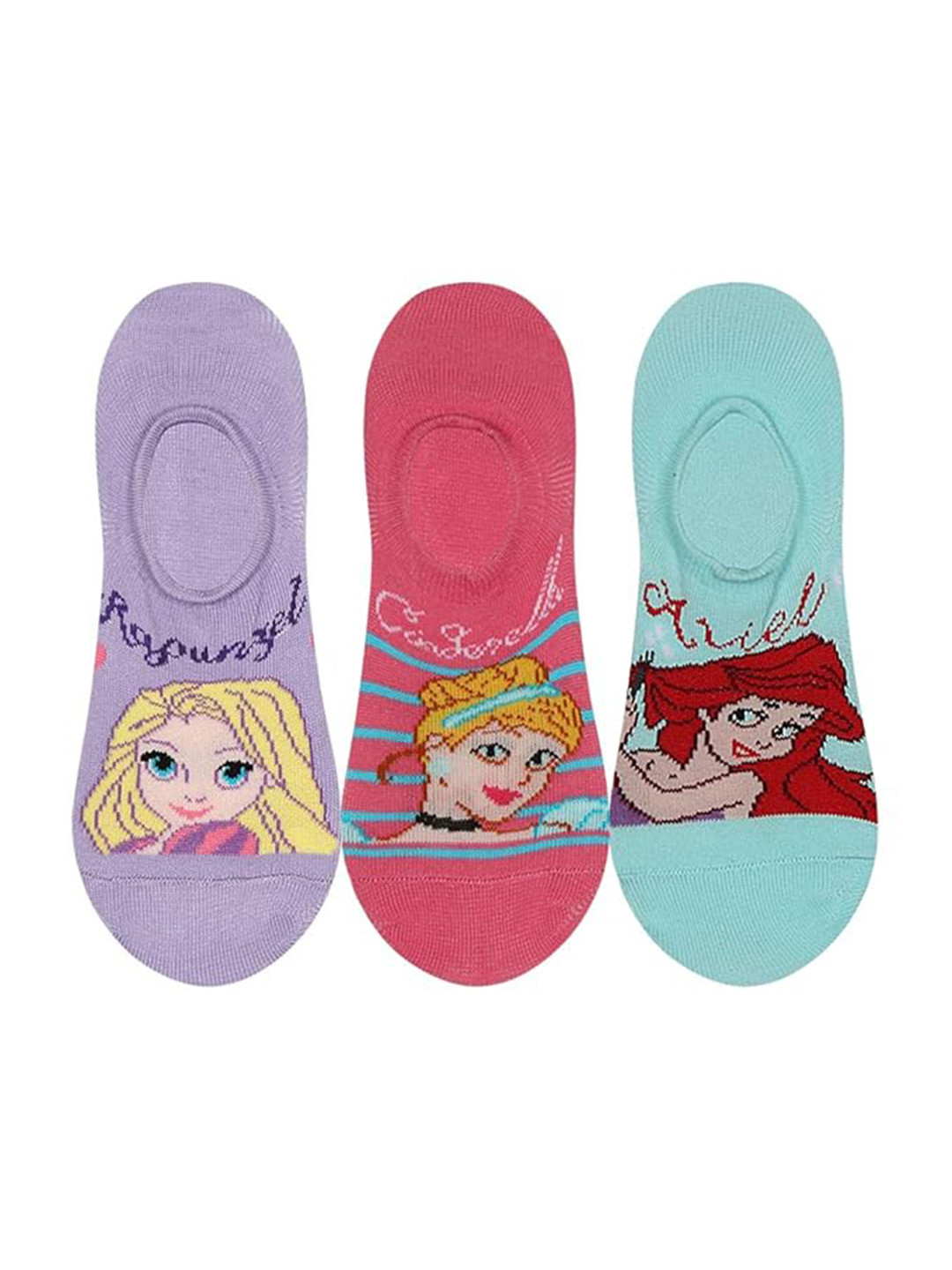 Supersox Girls Pack of 3 Assorted Disney Princes Shoe Liners