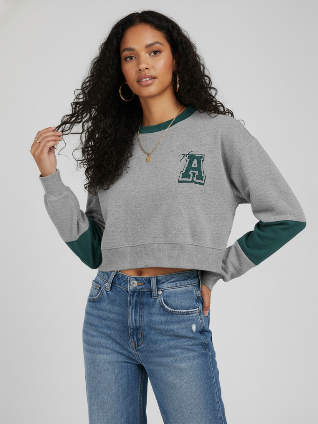 glitchez Typography Printed Cropped Sweatshirt
