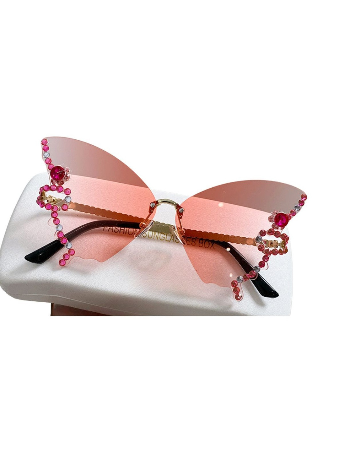 OUDI Women Pink Lens & Black Butterfly Sunglasses with