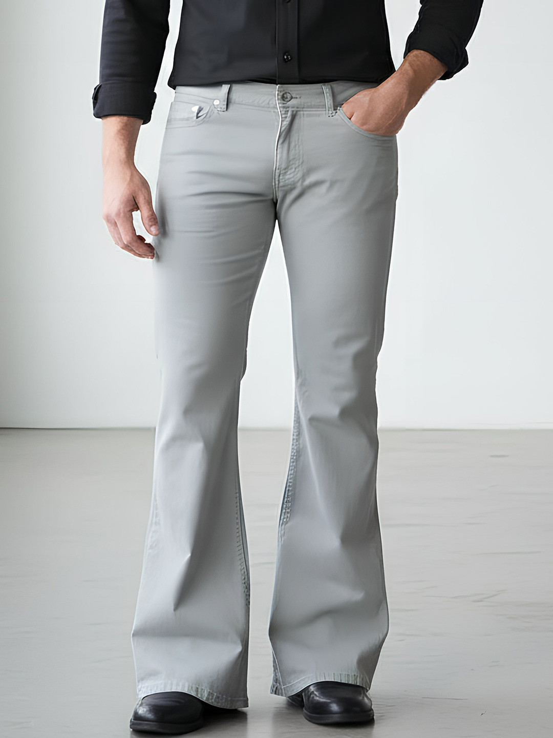 StyleCast x Revolte Men Solid Easy Wash Mid-Rise Bootcut Trousers
