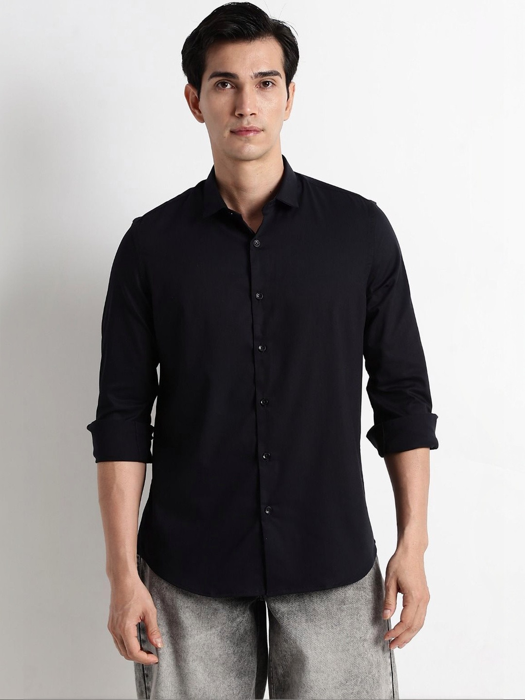 Blu MNKY Men Classic Slim Fit Casual Shirt