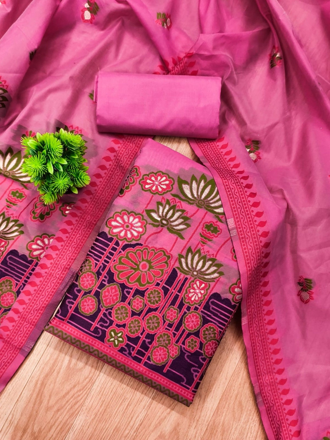 KALINI Printed Pure Cotton Unstitched Dress Material