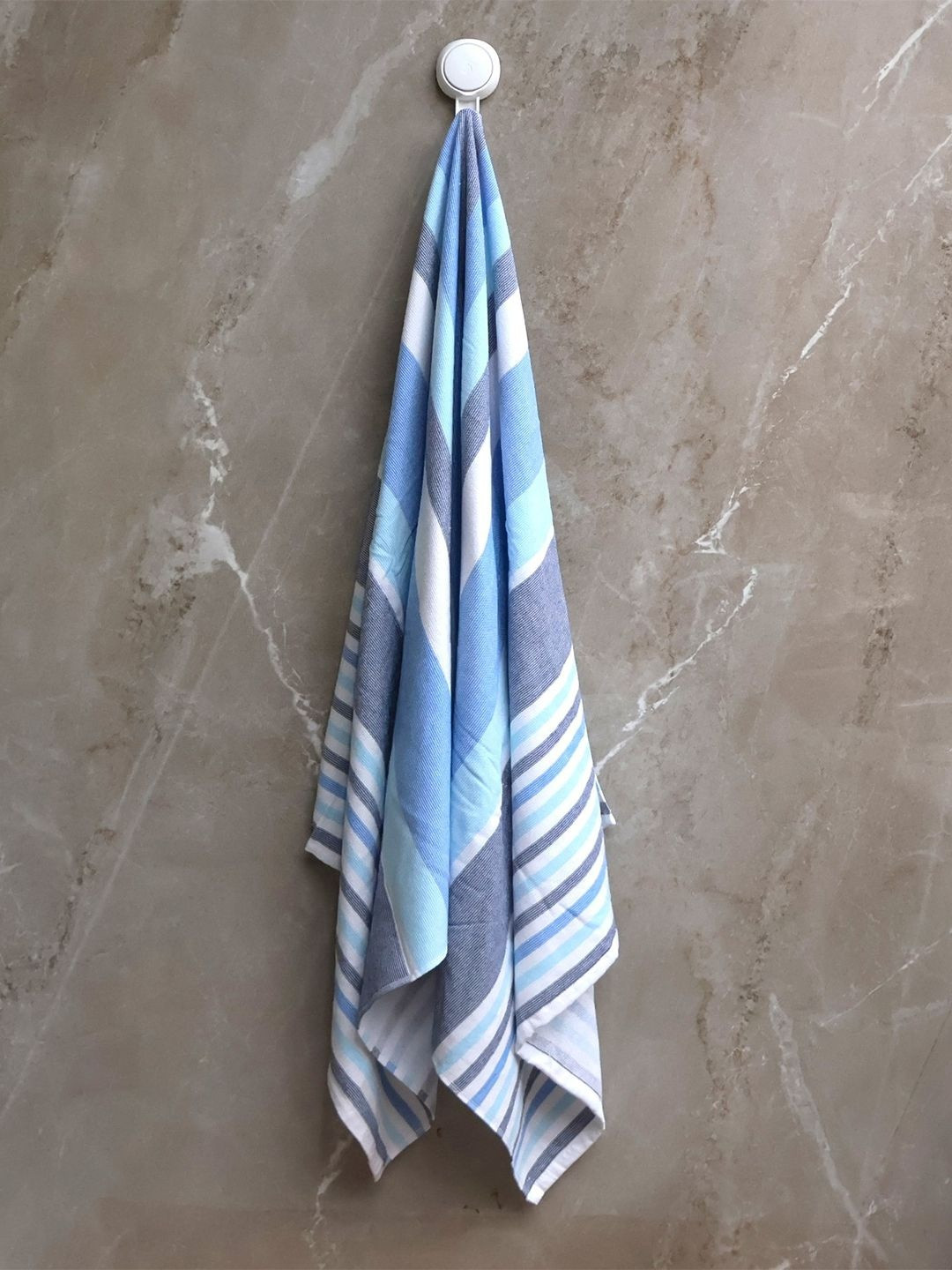 BOMBAY DYEING Blue & Blue 1 Striped Cotton 200 GSM Bath Towel