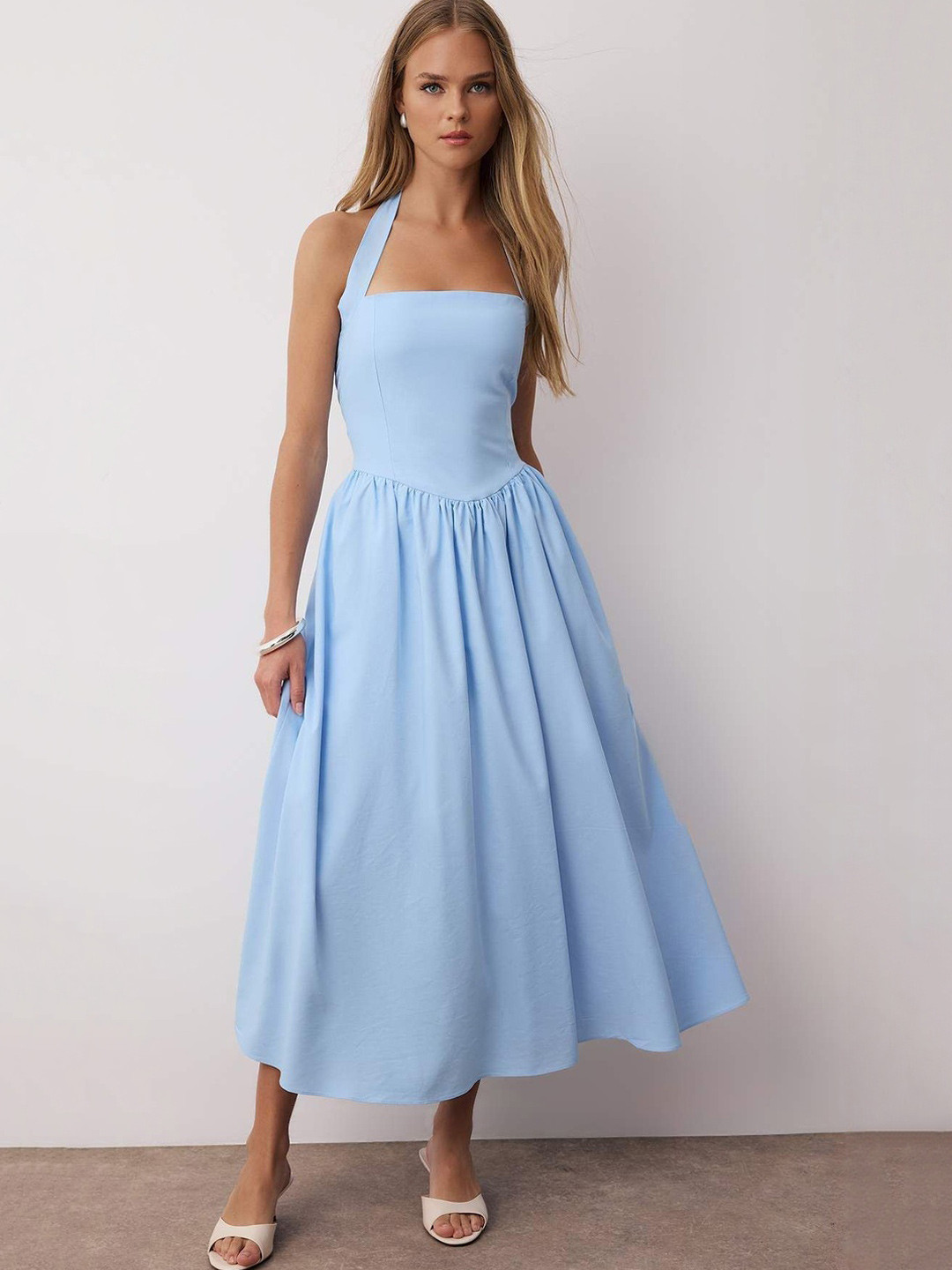 Trendyol Women Halter Neck Fit & Flare Midi Dress