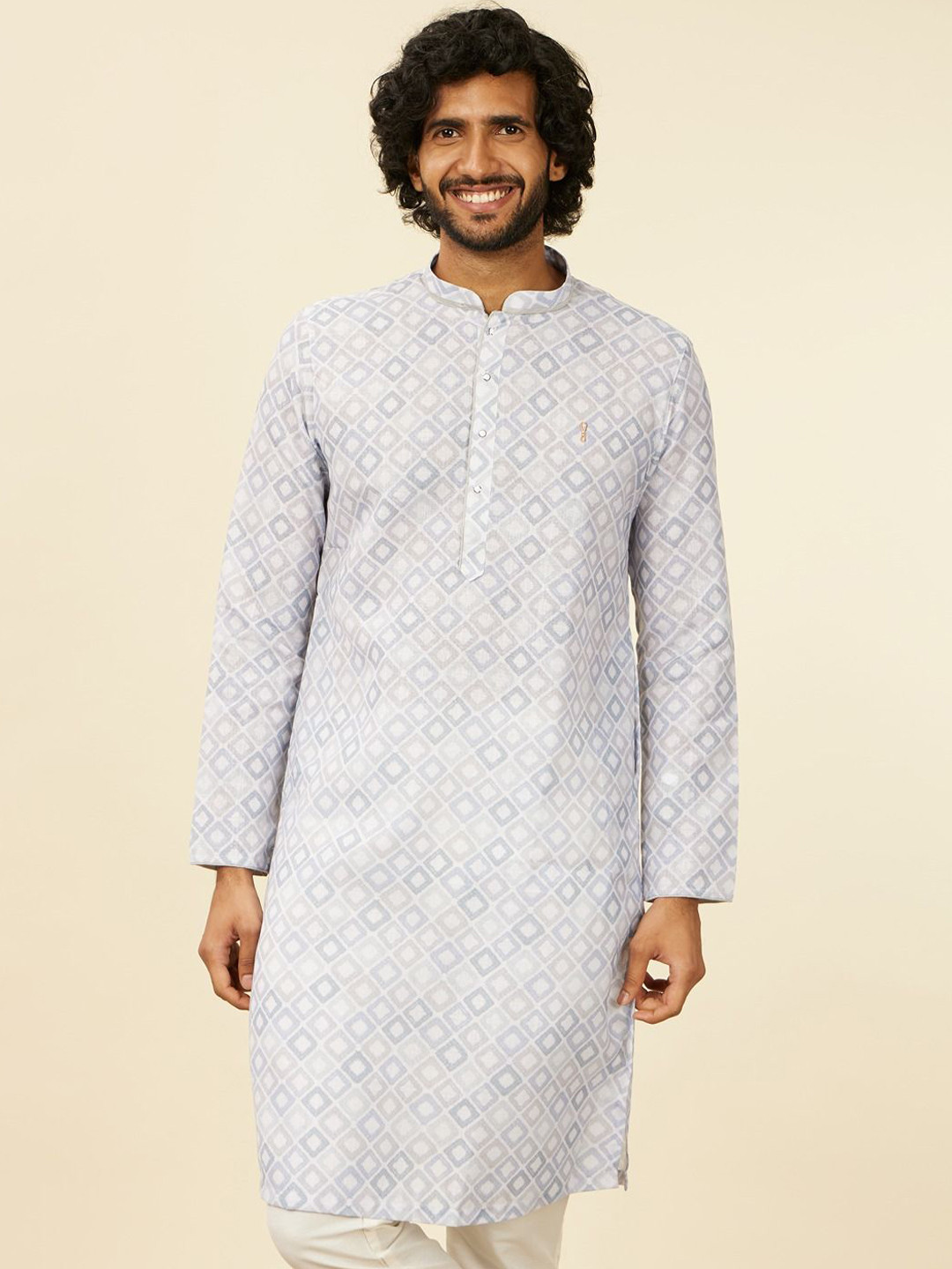 Manyavar Men Geometric Prints Long Sleeves Kurta
