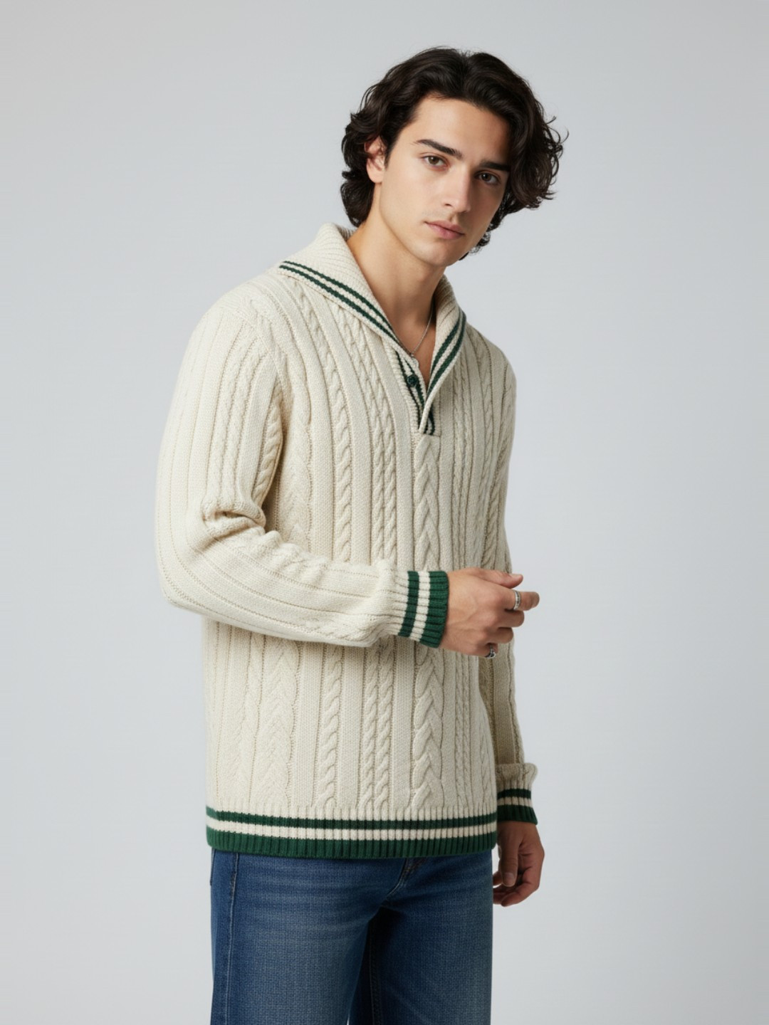 glitchez Cable Knit Relaxed Fit Pullover