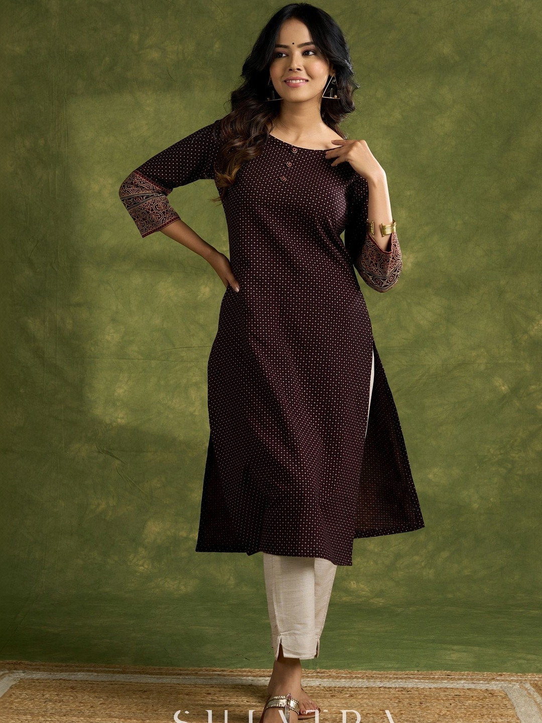 SUJATRA Women Cold-Shoulder Sleeves Kurta