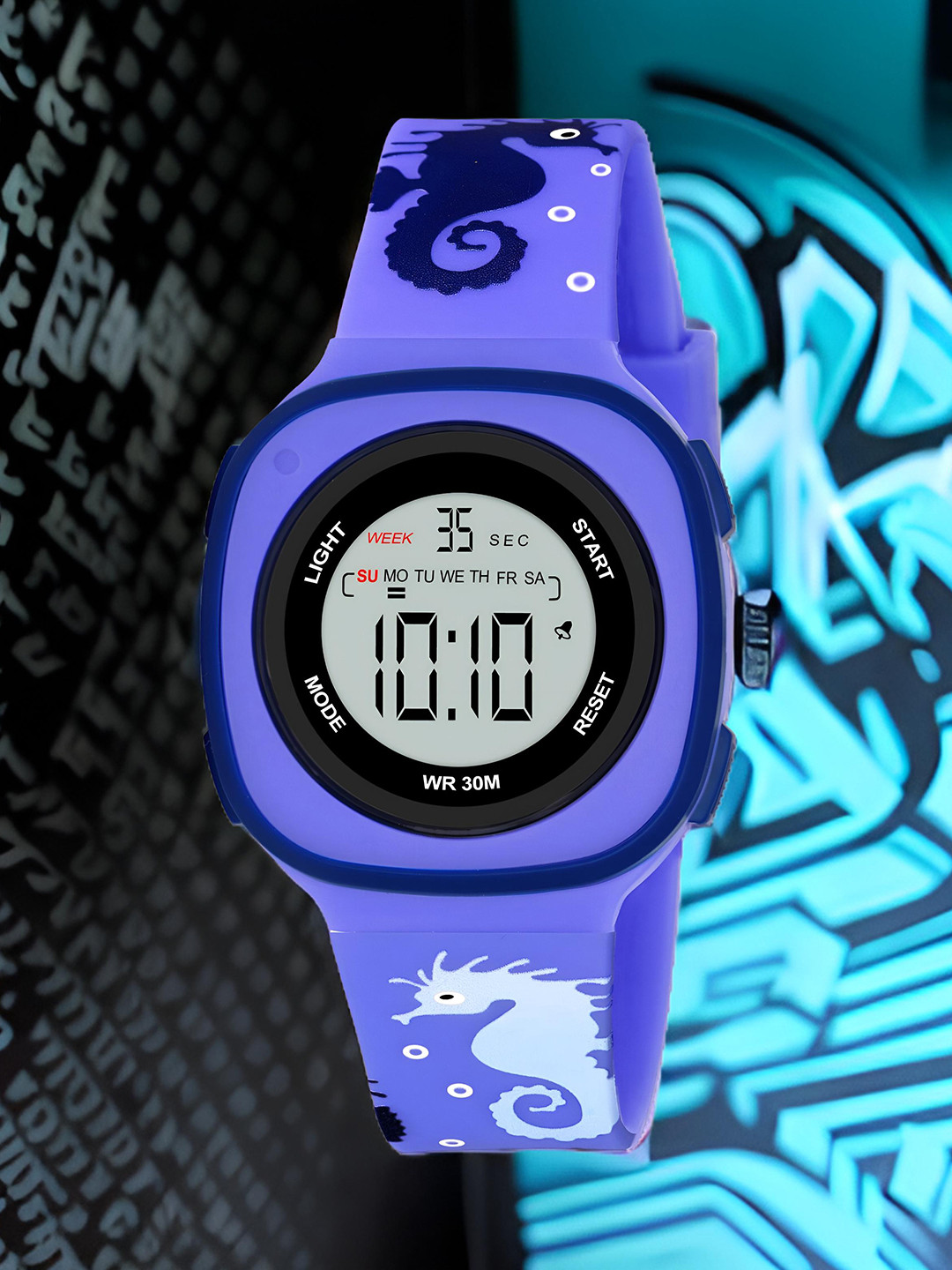 Otage Water Resist Watches Kids Tang Straps Digital Watch 2207 Square-Lavender1