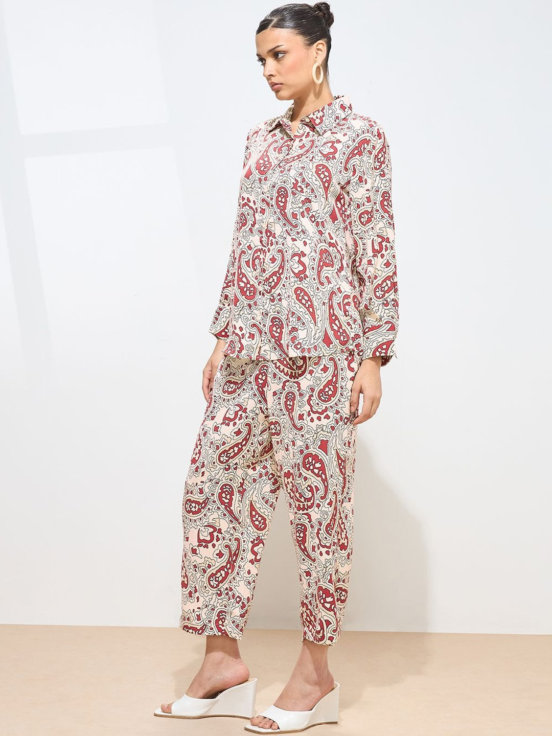 KAMLIE Printed Shirt Collar Shirt & Trousers Co-Ords