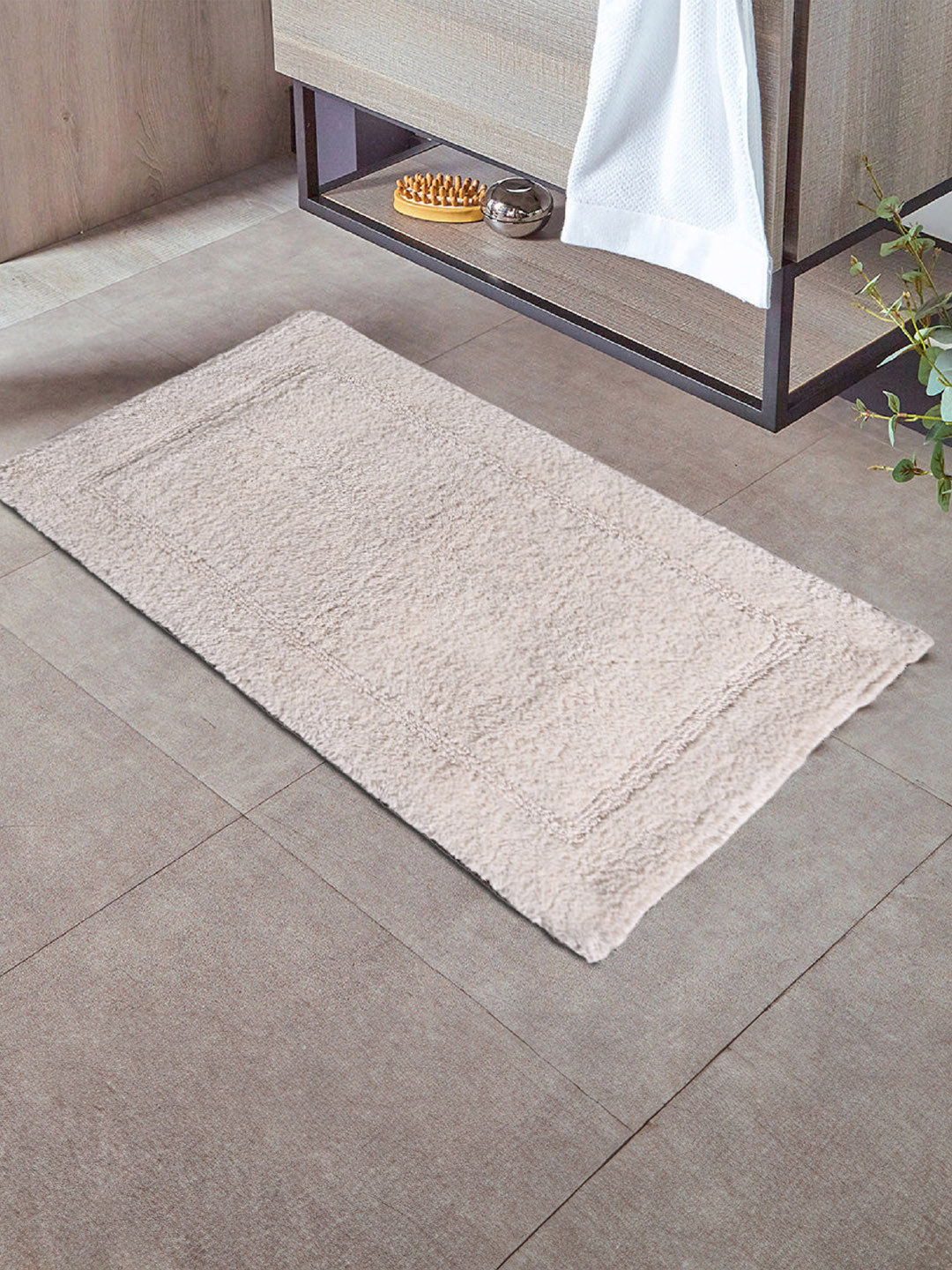 Homzz Beige Microfiber Absorbent Soft Quick Dry Anti-Skid Bathroom Mat