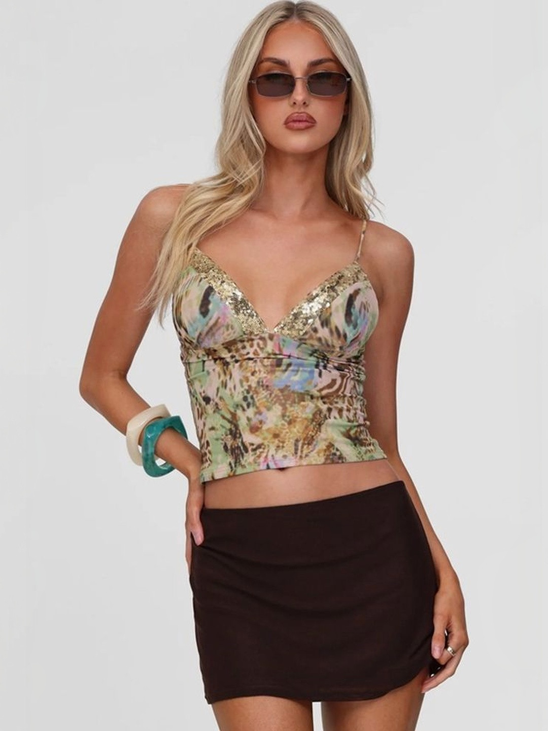 LULU & SKY Animal Print Crop Top