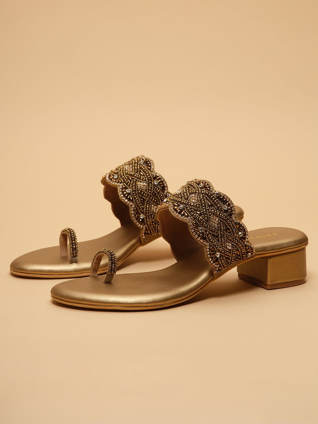 ERIDANI Embellished Party Block Sandals