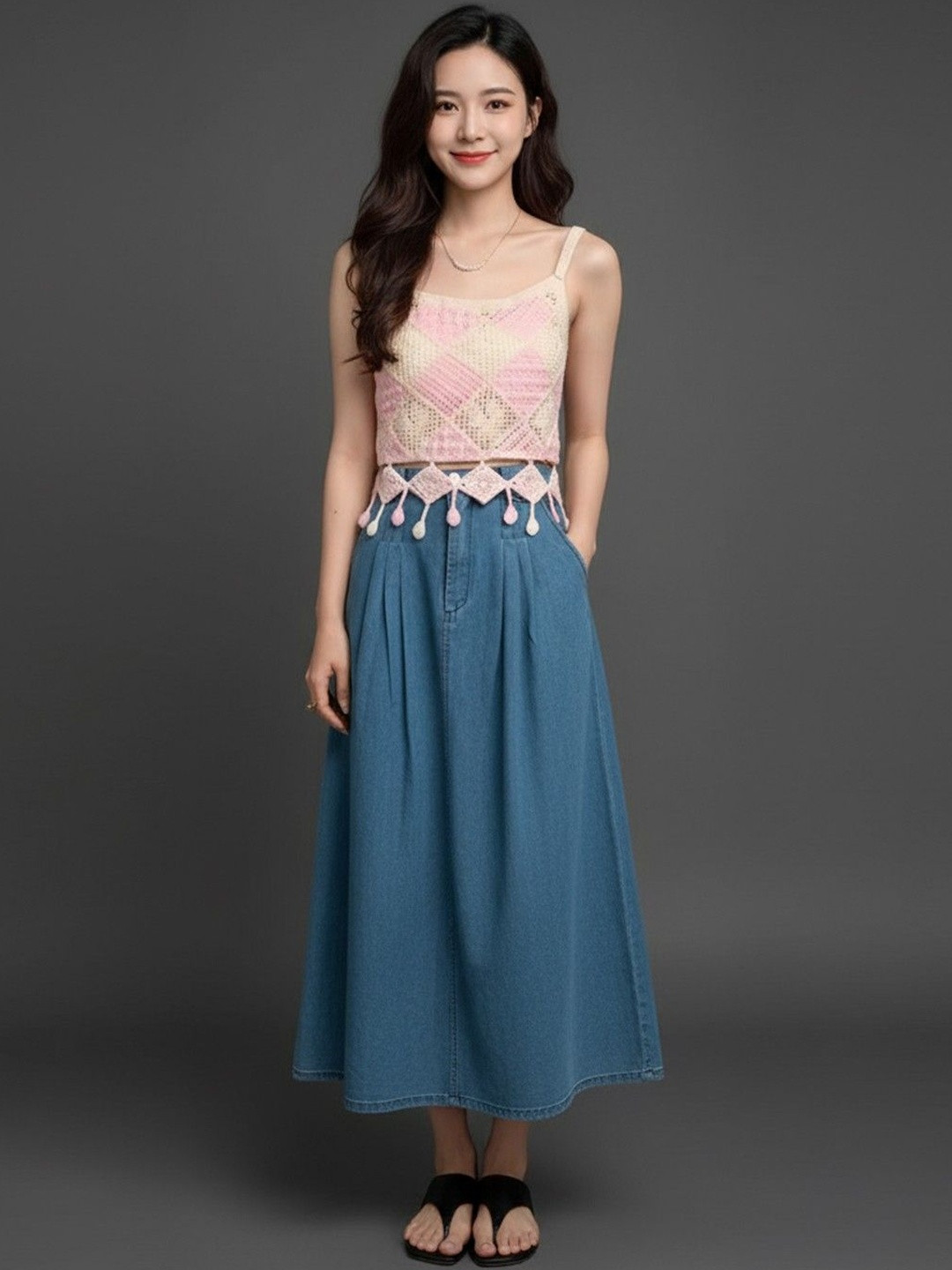 DressBerry Fringed Cotton Tank Crop Top