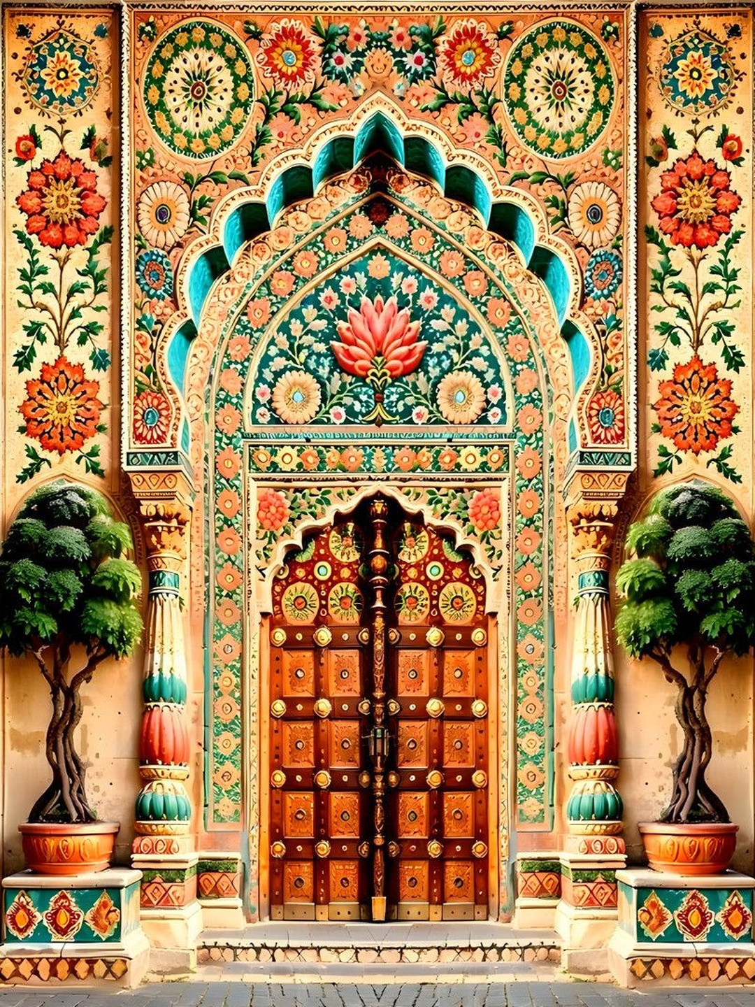 Aura 5x5 Feet Royal Rajasthani Door Backdrop Banner