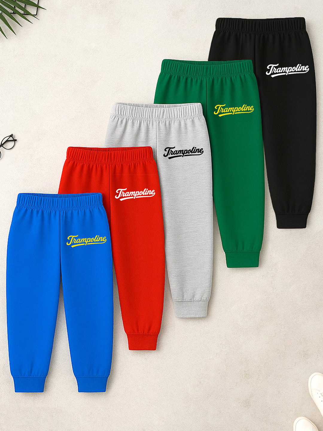 YK X Trampoline Infants Pack Of 5 Printed Cotton Track Pants Joggers