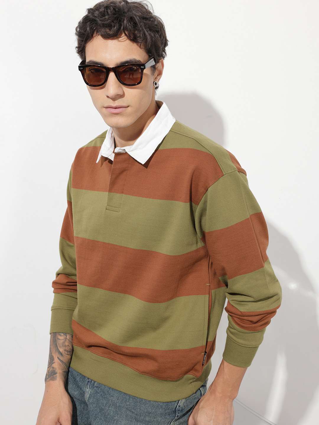 The Roadster Life Co. Striped Relaxed Fit Pullover Sweatshirt
