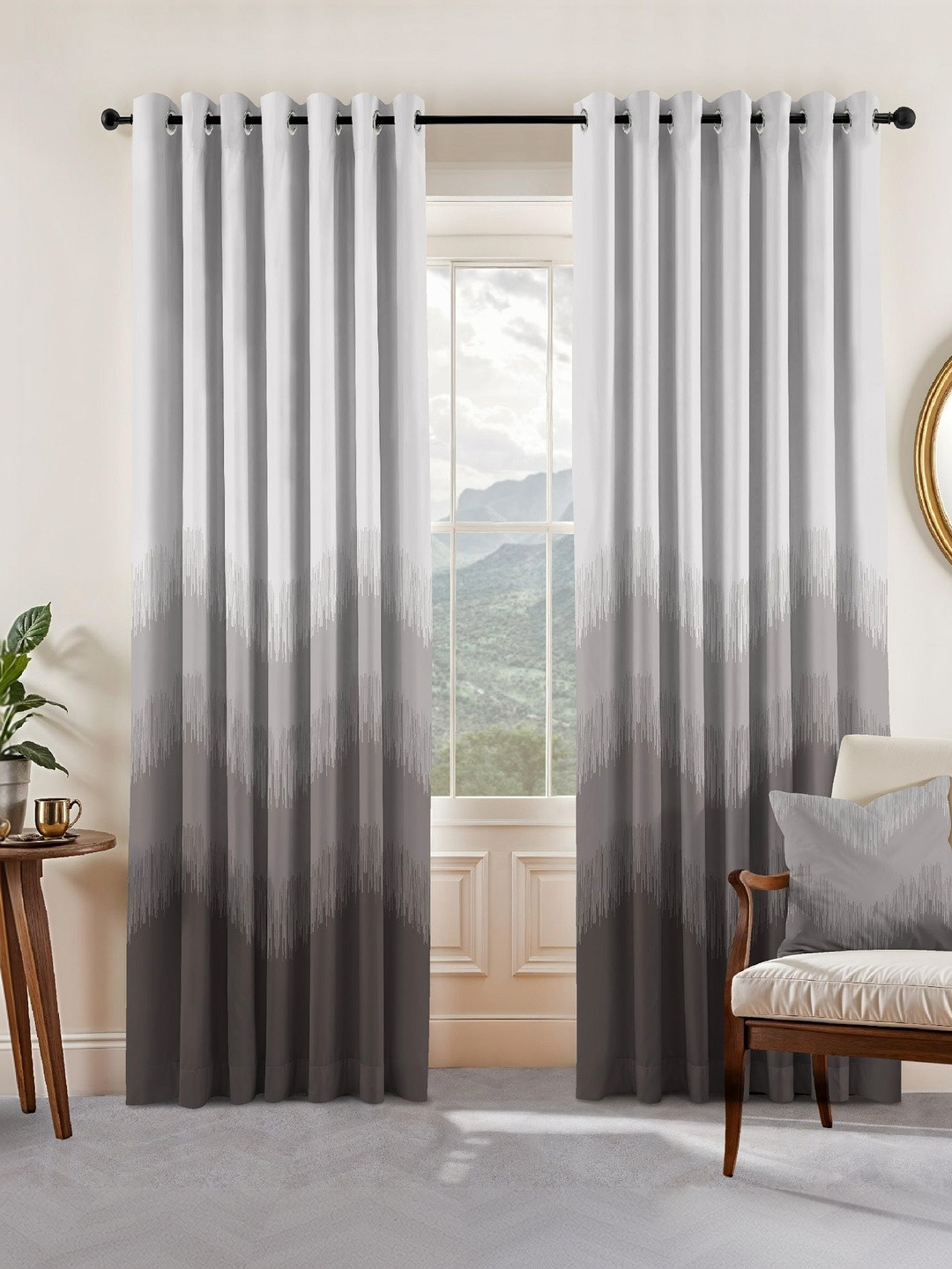 CASABLEU Tan Set of 2 Black Out Door Curtain