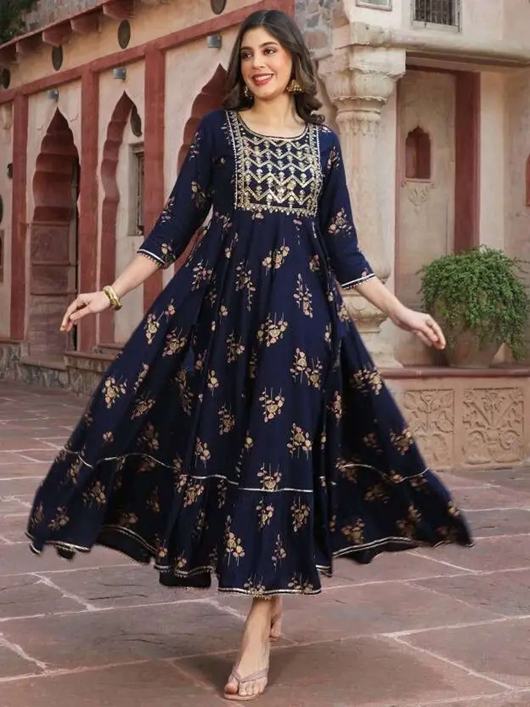 Kedarnath Creations Women Ethnic Motifs Embroidered Anarkali Kurta