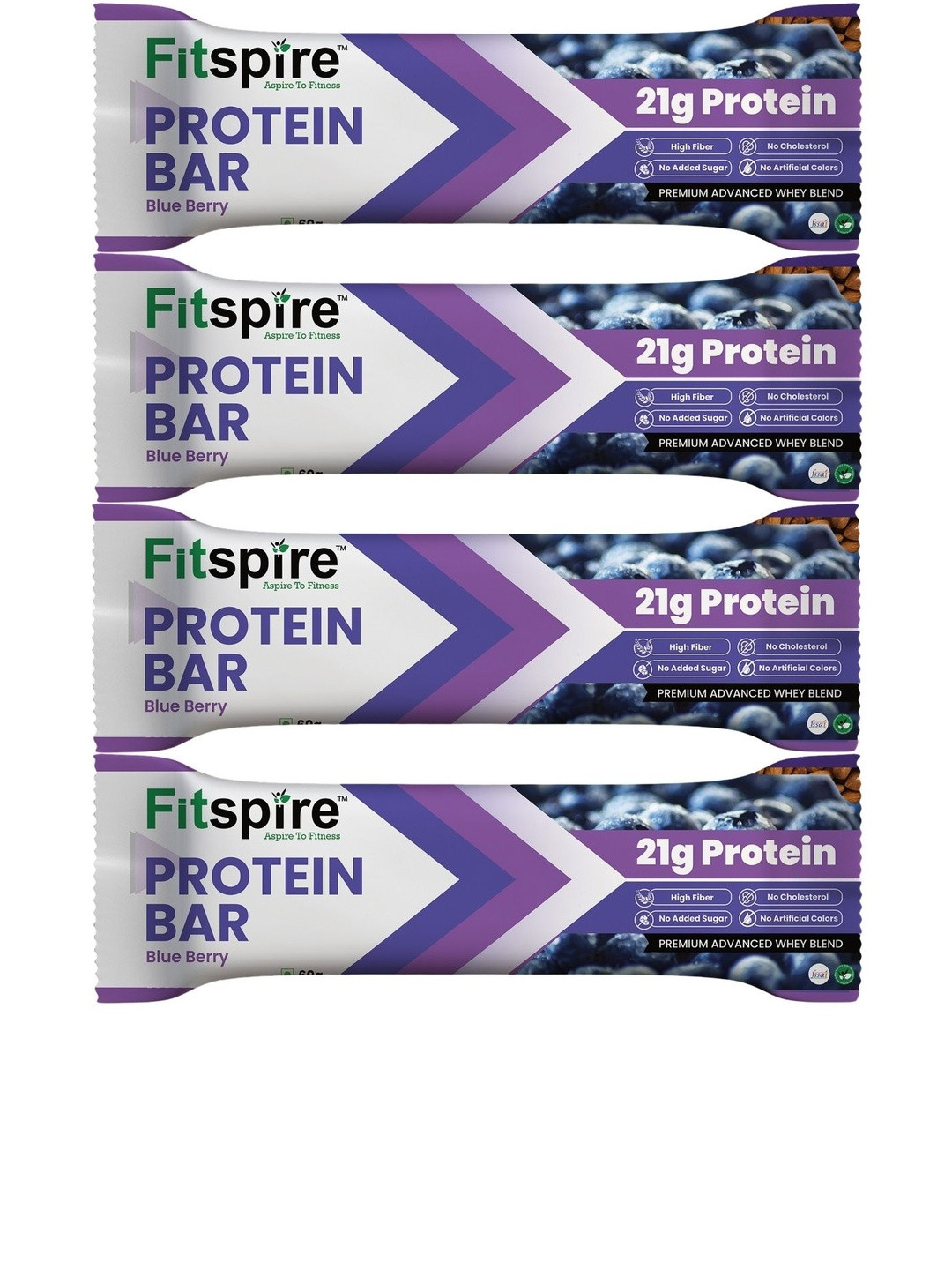 FITSPIRE Pack Of 4 Protein Bars Blueberry -60g