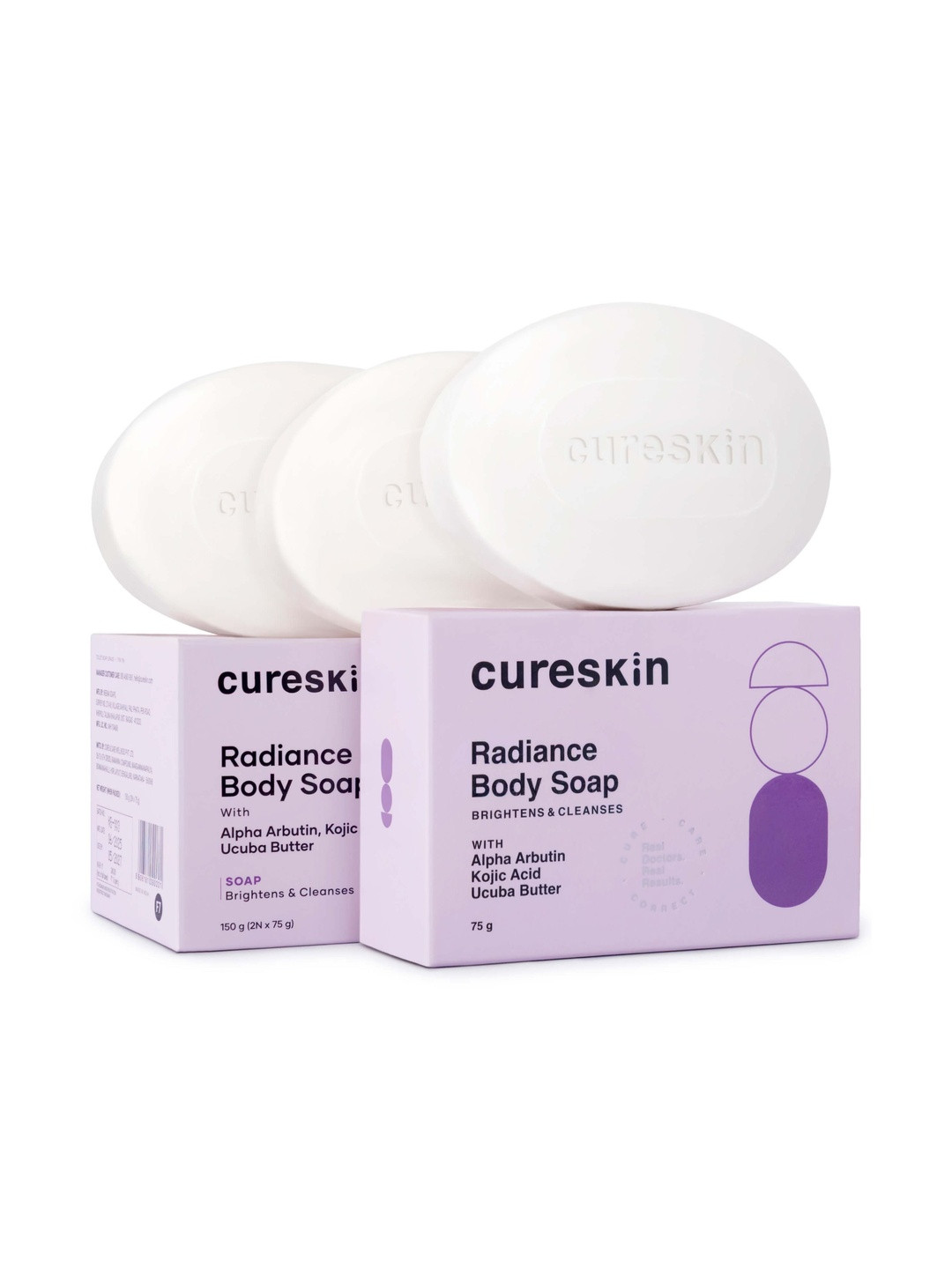 Cureskin Set Of 3 Radiance Body Soap With Alpha Arbutin - 75 g Each