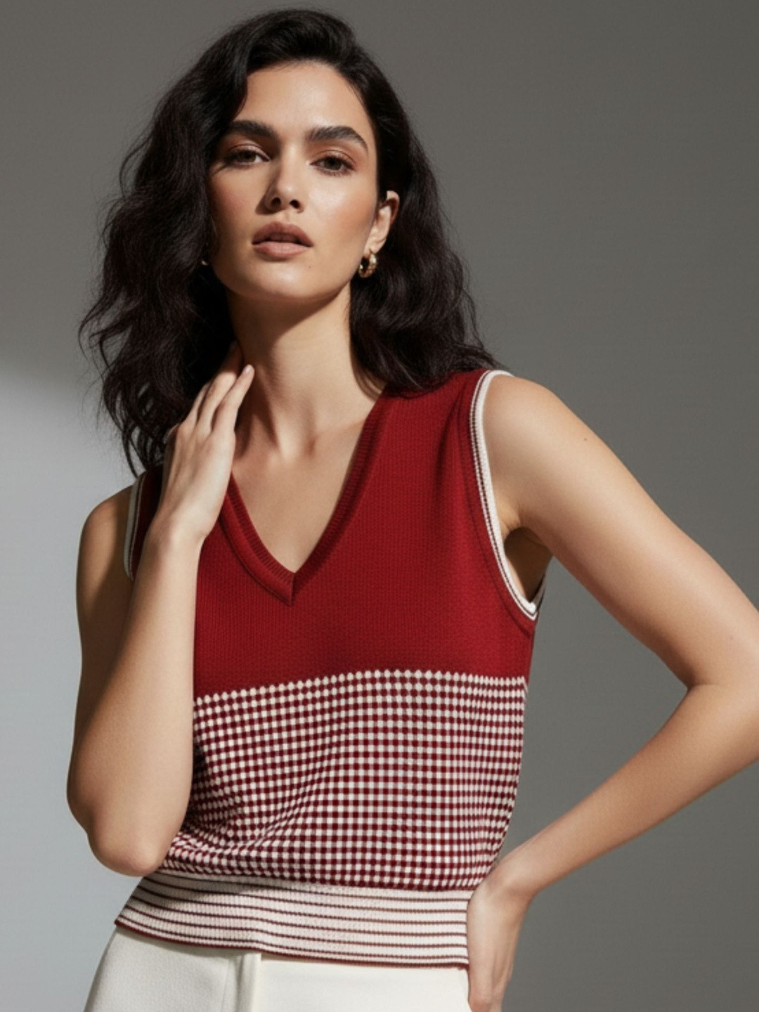 Outzidr Checked Cotton Top