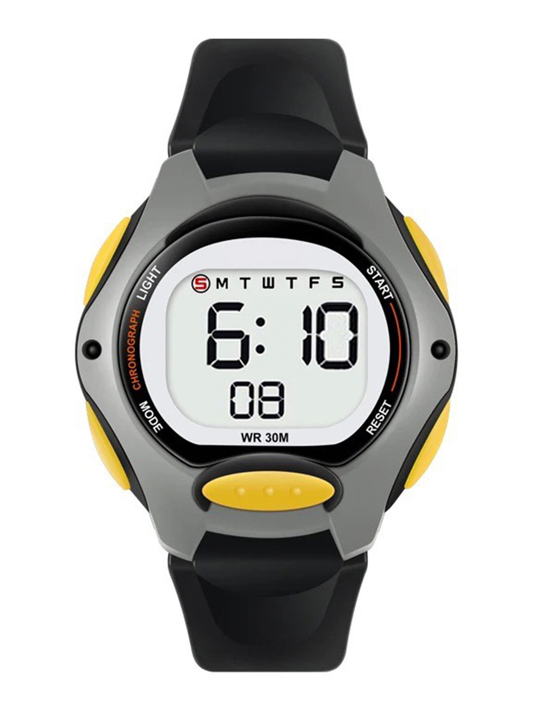 KIDSUN Kids Round Dial & Straps Digital Multi Function Watch 8001_BLACK_YELLOW