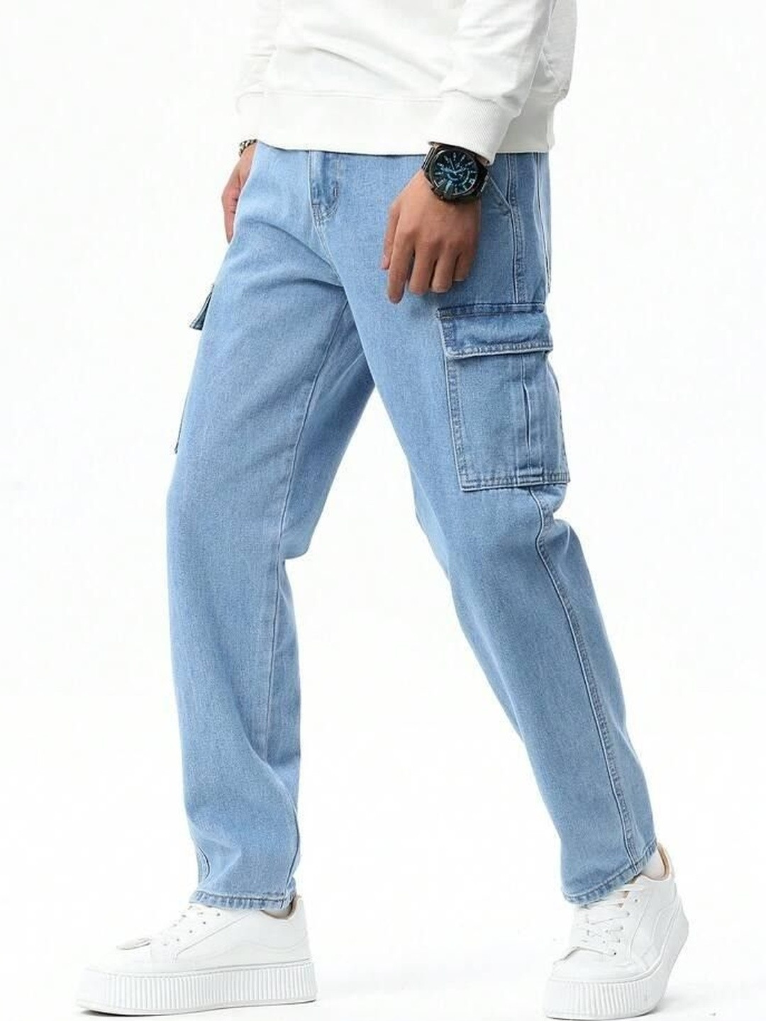 Niffar Fashion Men High-Rise Light Fade Stretchable Jeans
