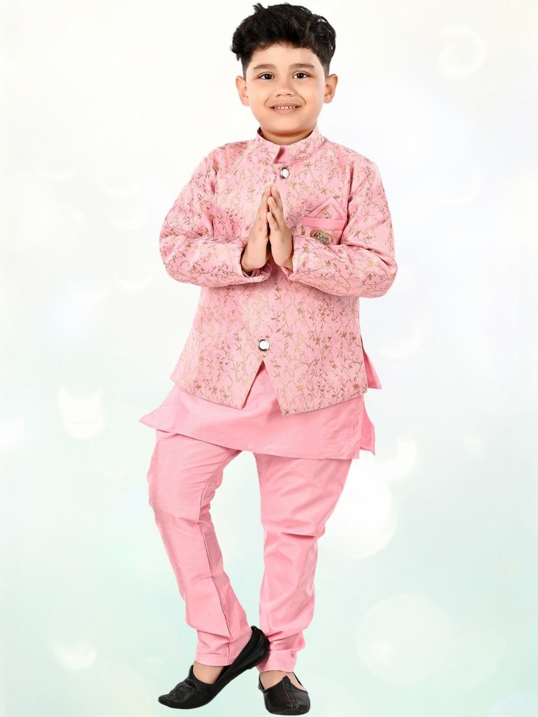 Smuktar garments Boys Self Design Kurti With Pyjama & Jacket
