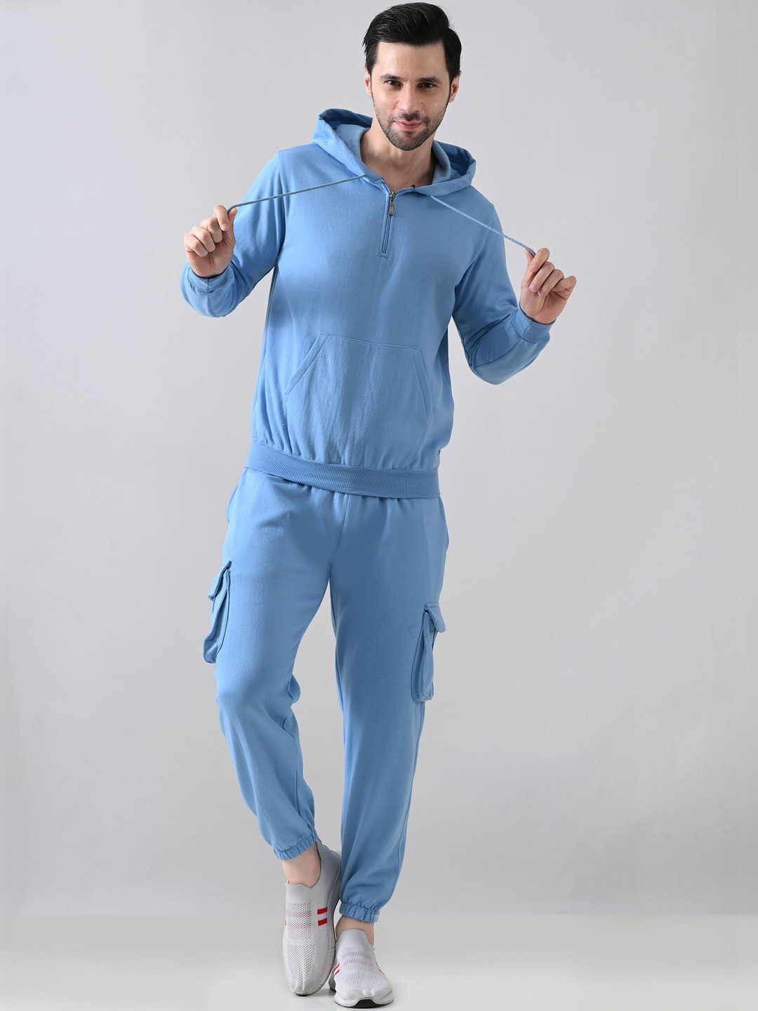 BAESD Men Regular Fit Mid-Rise Full Sleeve Hooded Tracksuit