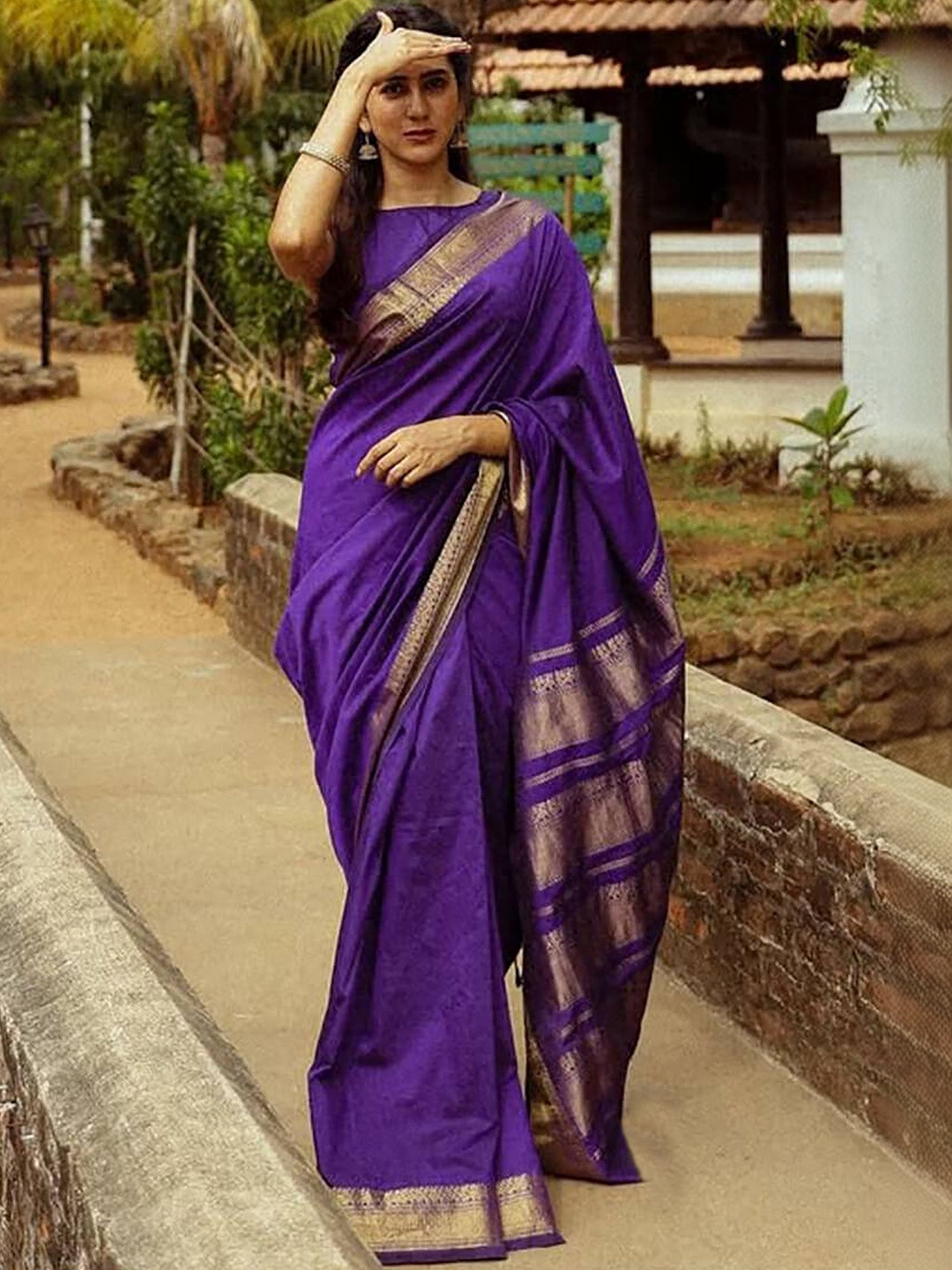 Moda Rapido Woven Design Zari Silk Blend Handloom Banarasi Saree