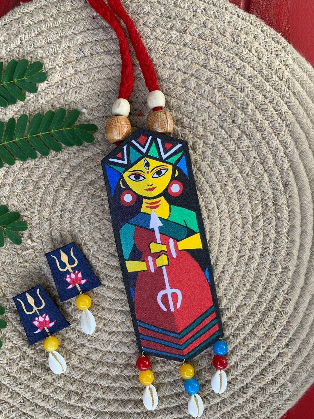 KALAVAATHI Hand Painted Devi Terracotta Handcrafted Jewellery Set