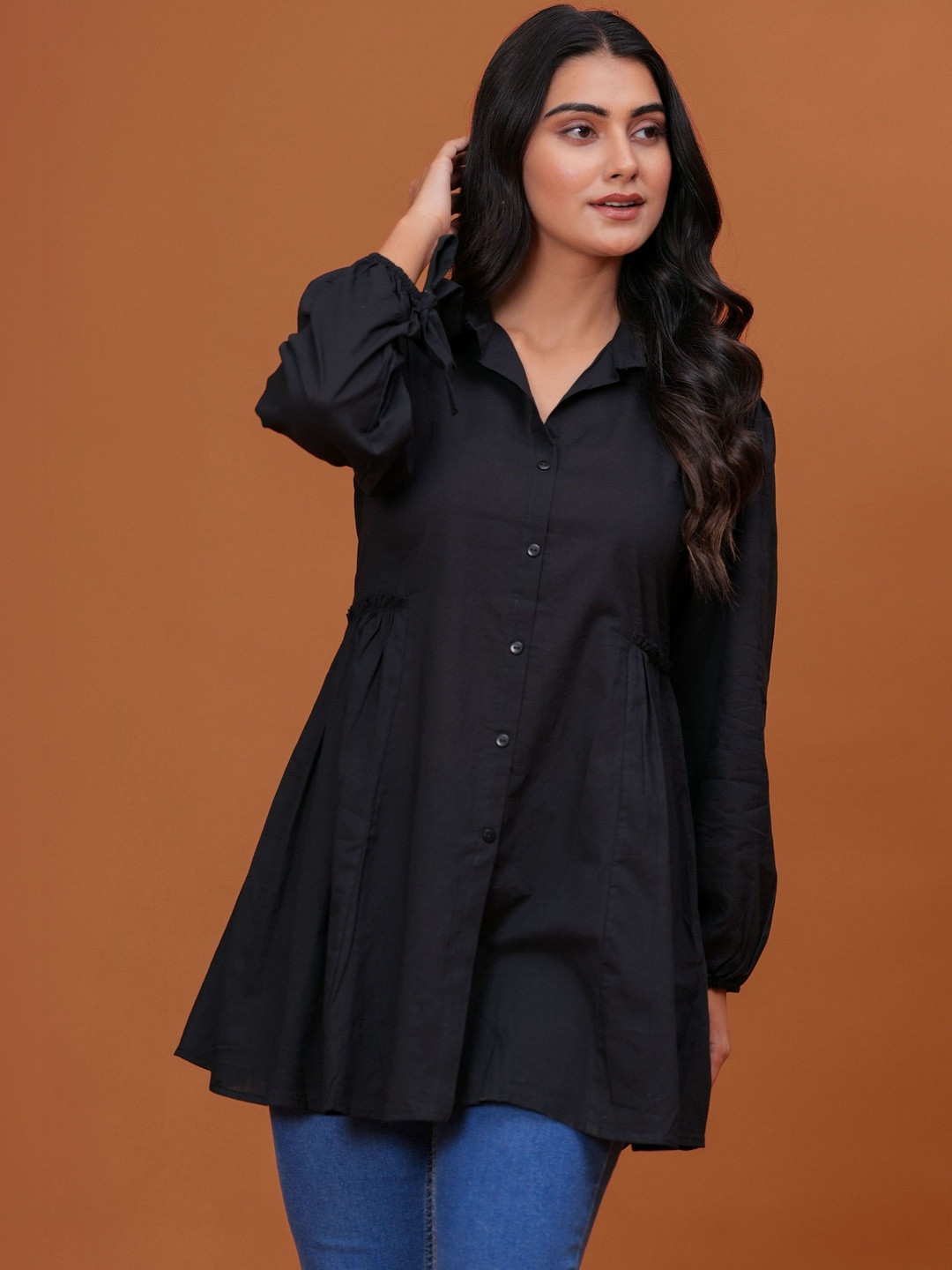 DECORIS Puff Sleeve Cotton Top