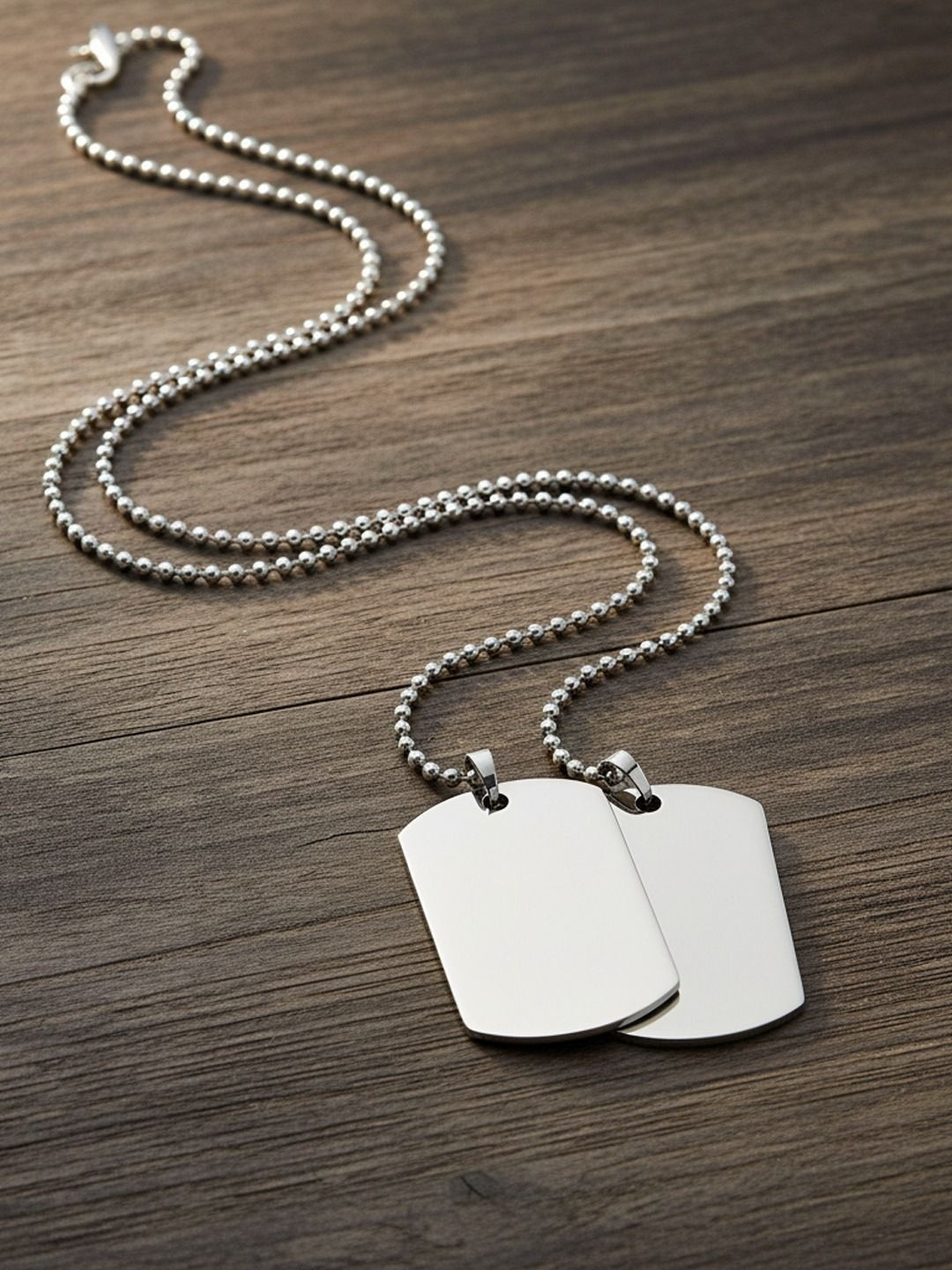 FIMBUL Silver-Plated Dual Dog Tag Pendant With Chain