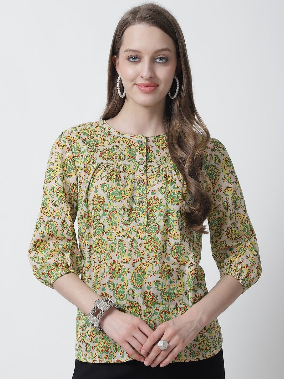 Feel Clath Floral Print Cotton Top