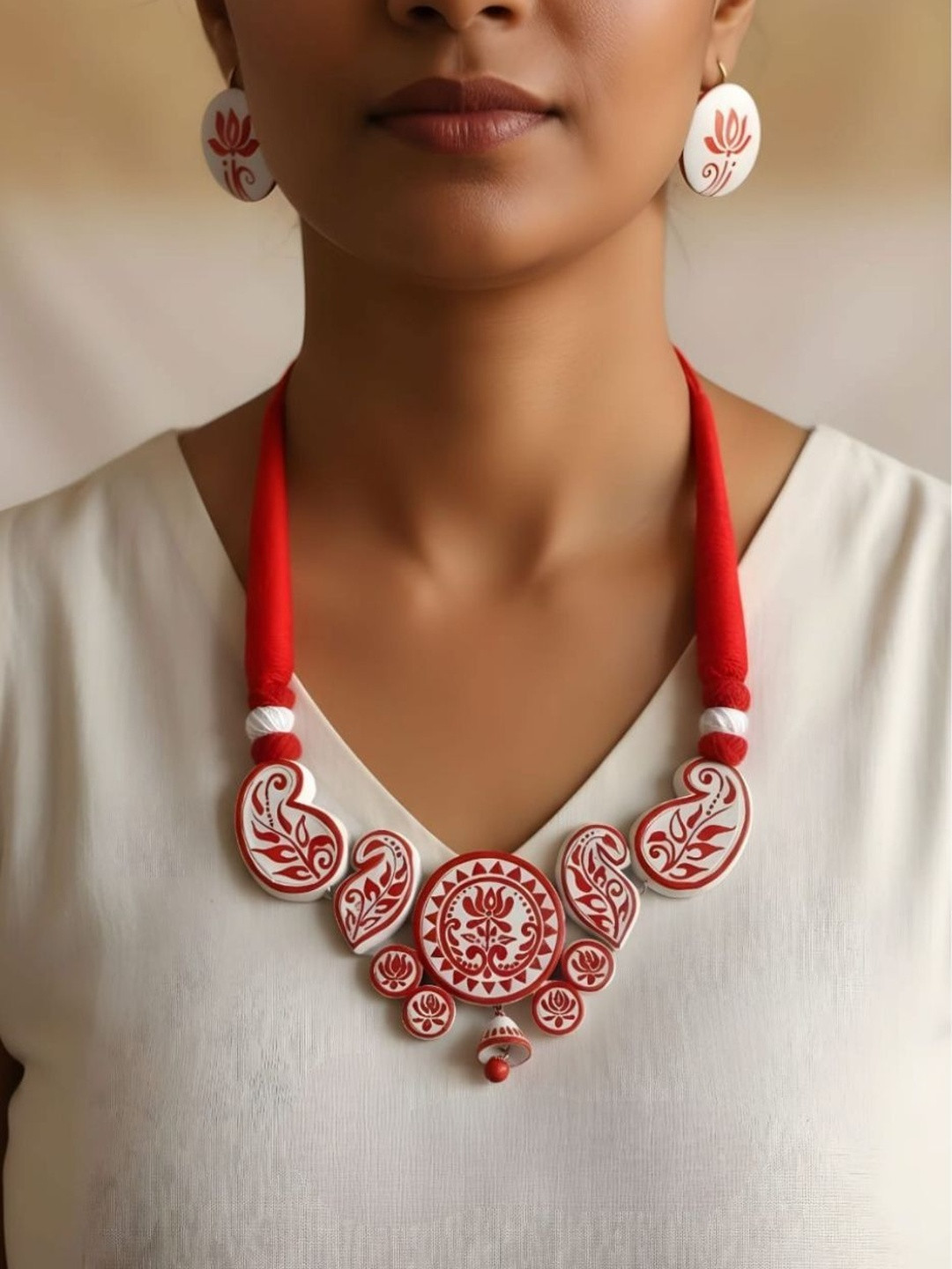 KALAVAATHI Lotus Motif Terracotta Jewellery Set