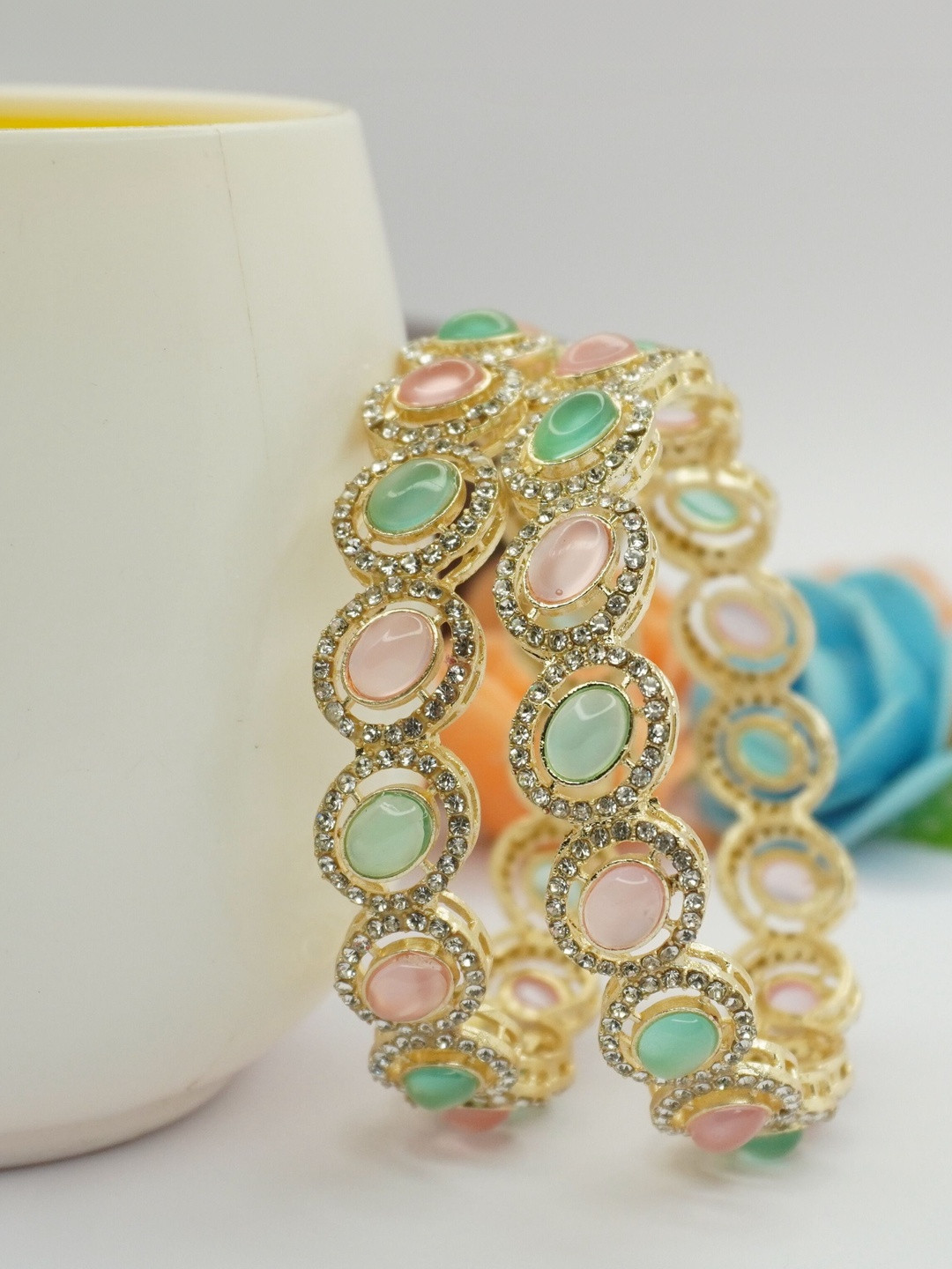 Panini jewels Set of 2 Gold-Plated Stones Studded Bangles