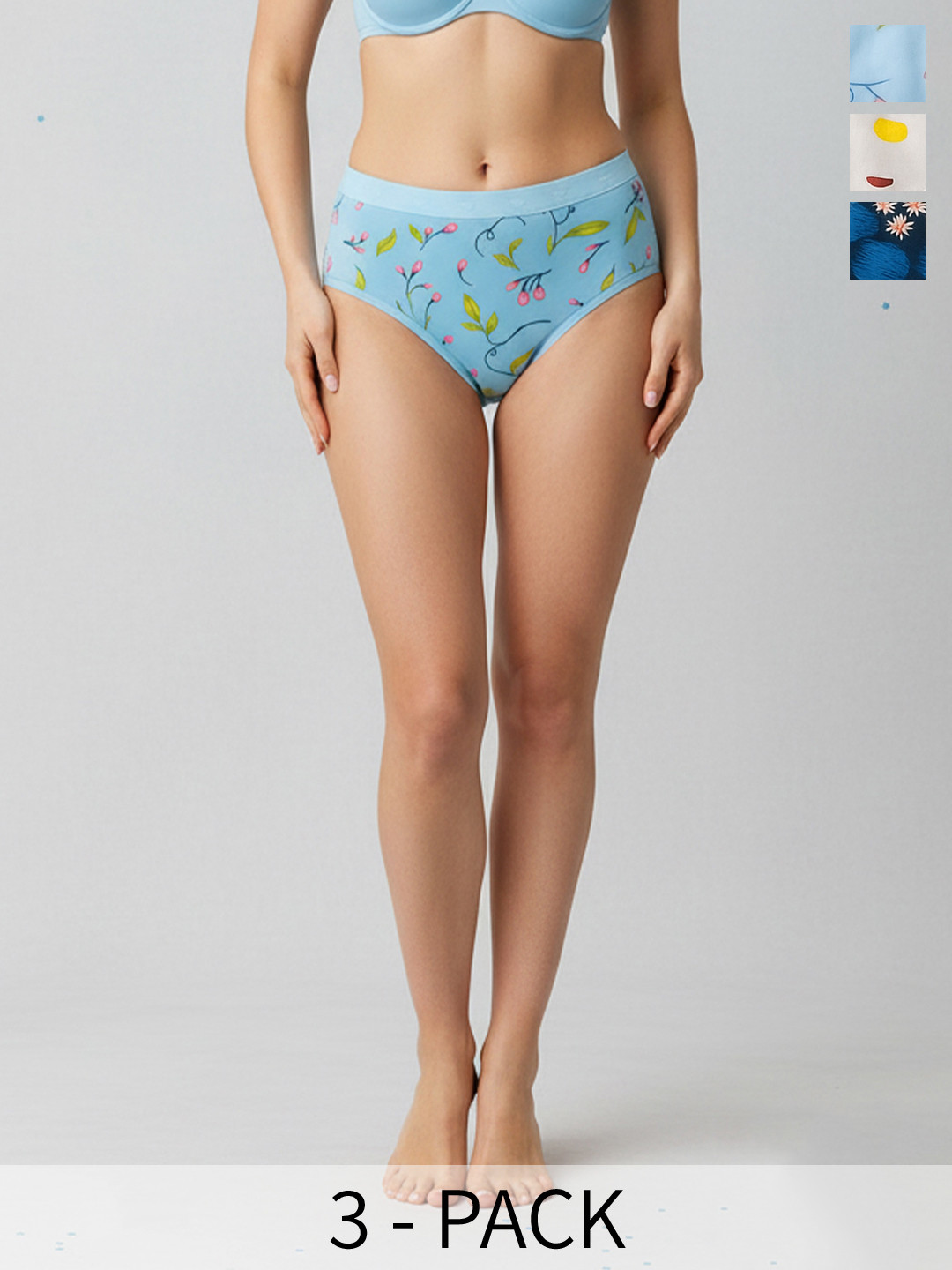 FiveFlag Pack of 3 Printed Mid-Rise Hipster Briefs