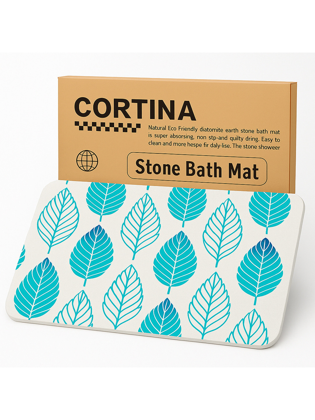 Cortina White Printed Diatomite Bath Mat