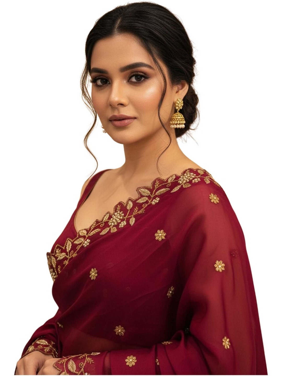 Fabcartz Embroidered Dupatta with Beads and Stones