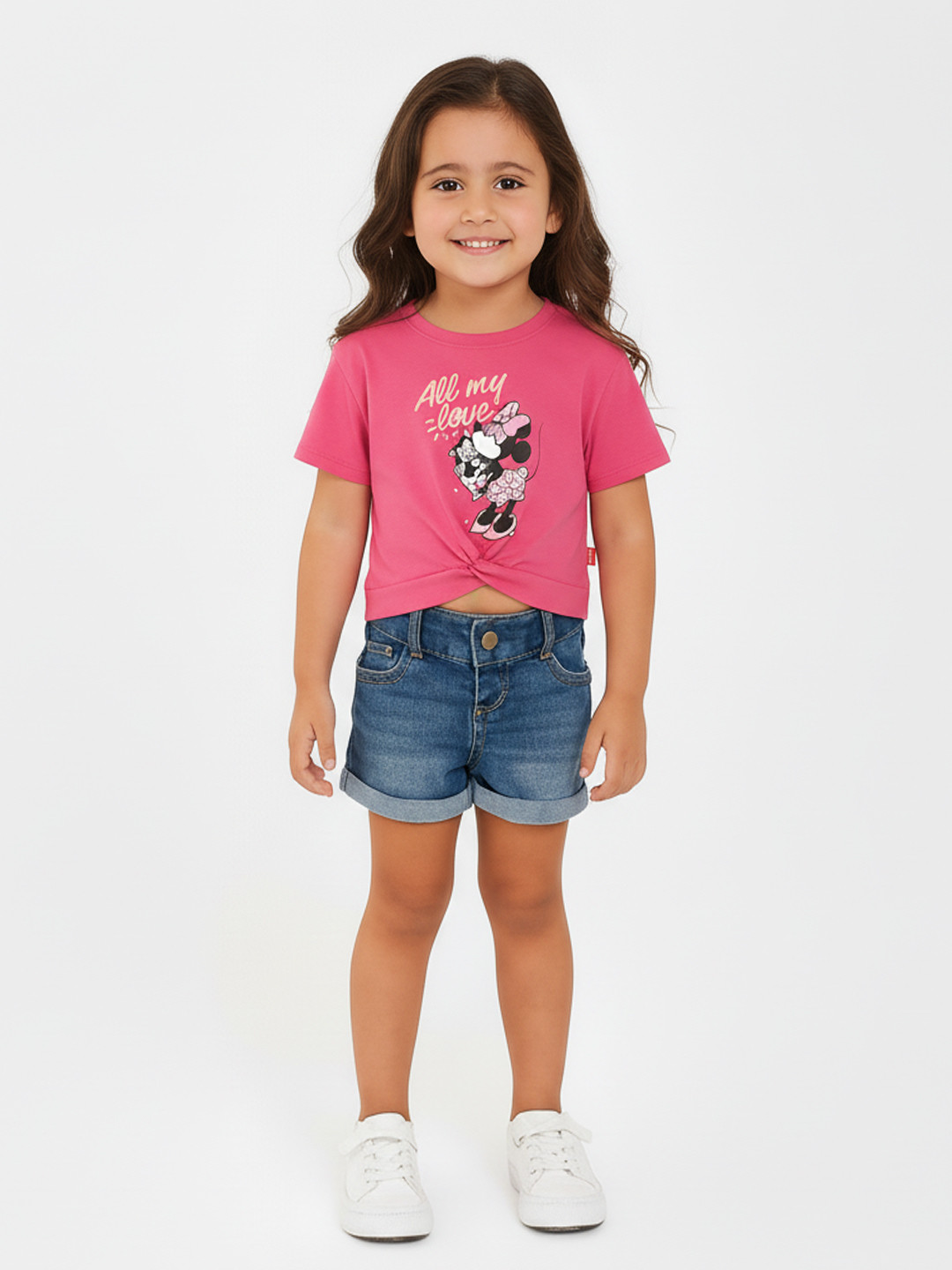 Nauti Nati Girls Mickey Mouse Printed Short Sleeves Cotton T-shirt