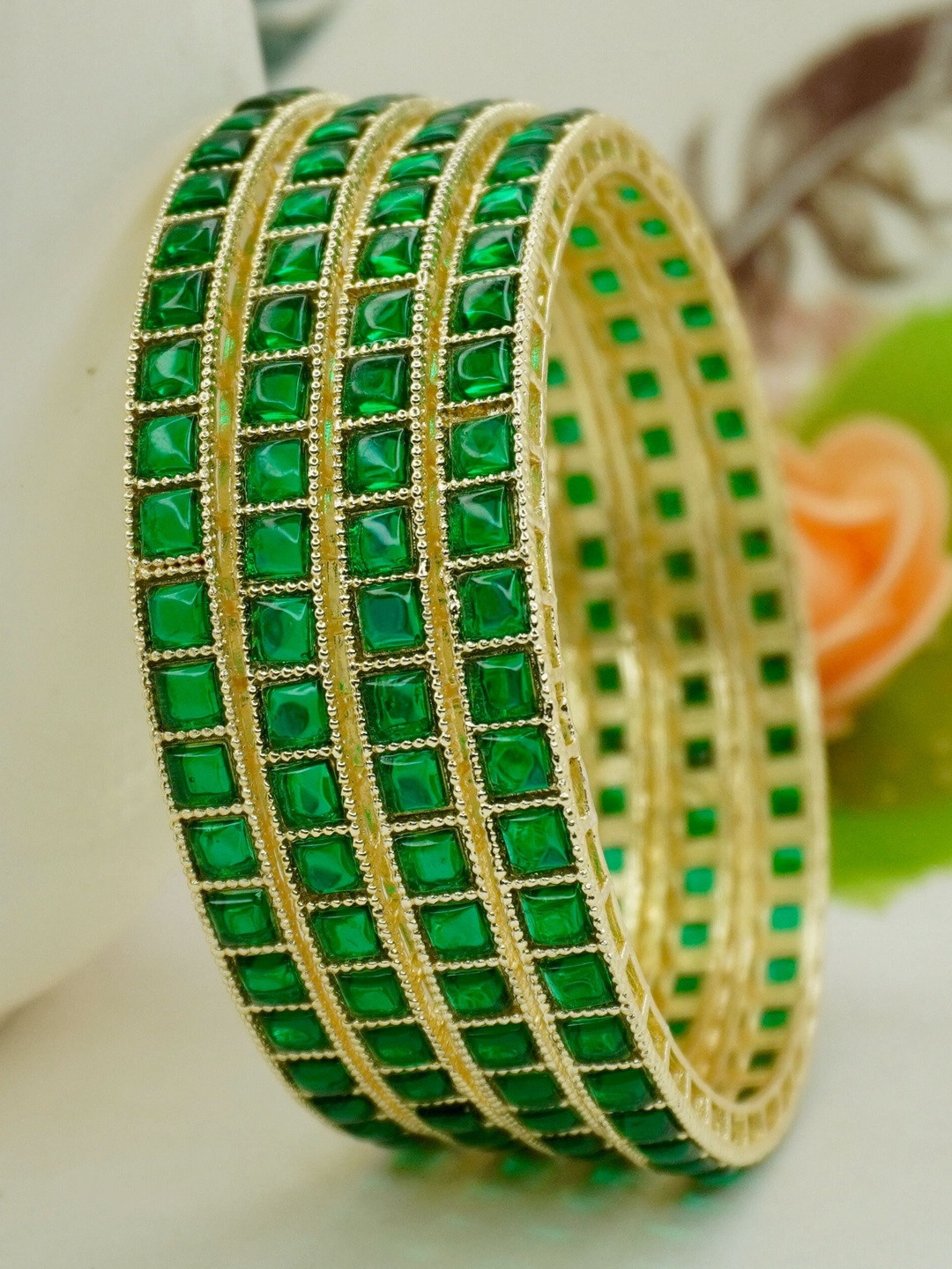 Panini jewels Set of 4 Gold-Plated Crystals Studded Bangles